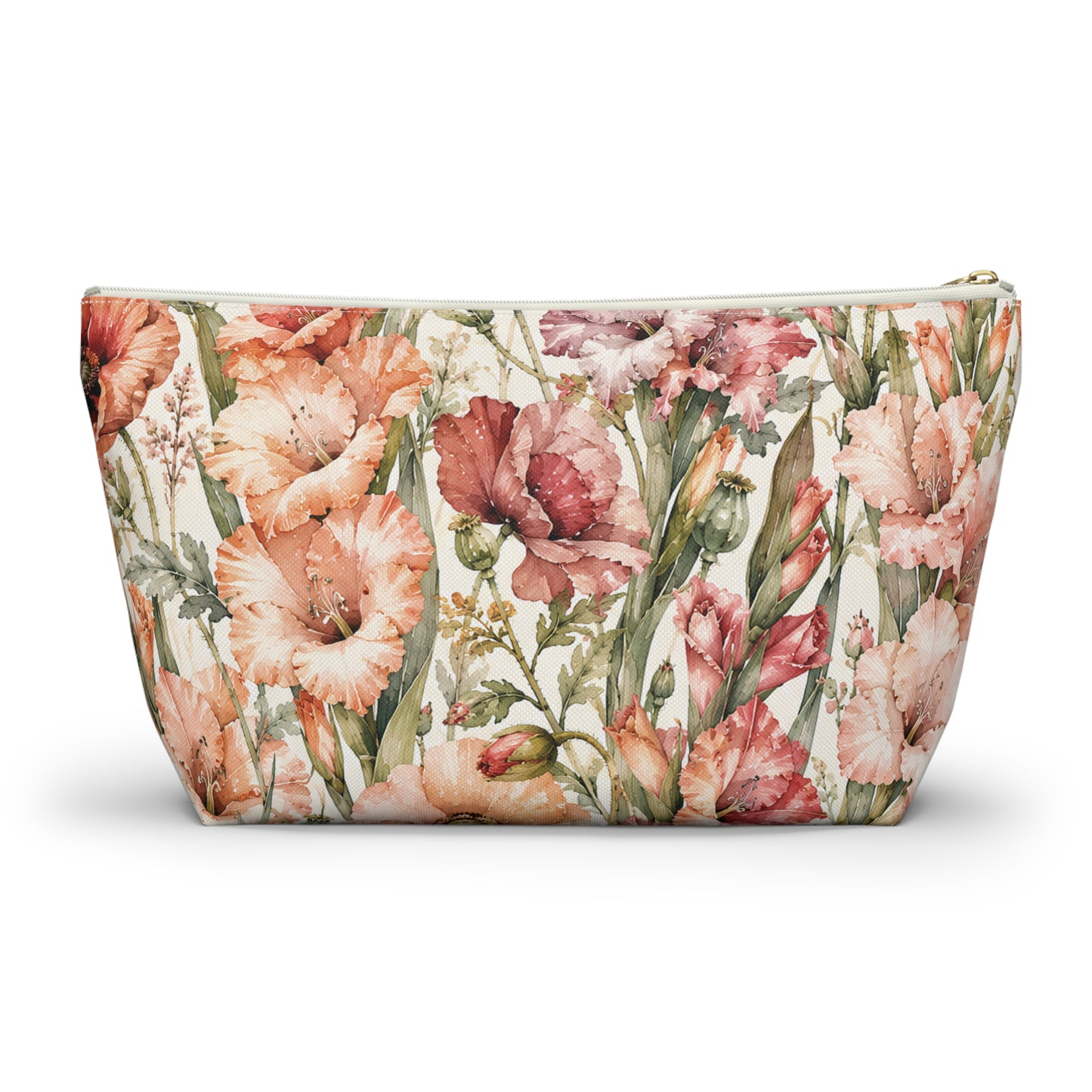 Floral Gladiolus Accessory Pouch — Botanical Makeup Bag
