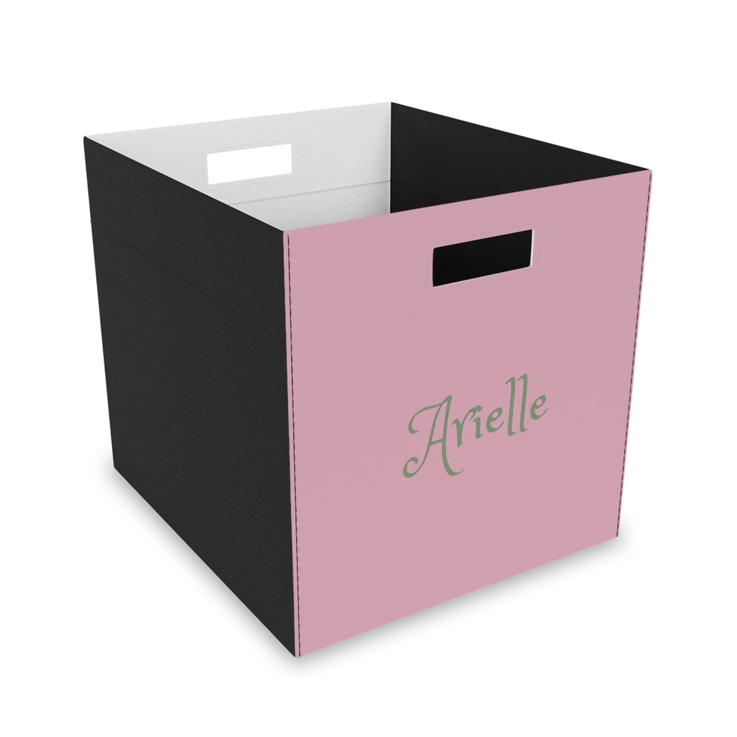 Personalized Pink Felt Storage Box – Custom Name Arielle, Nursery & Kids Toy Organizer