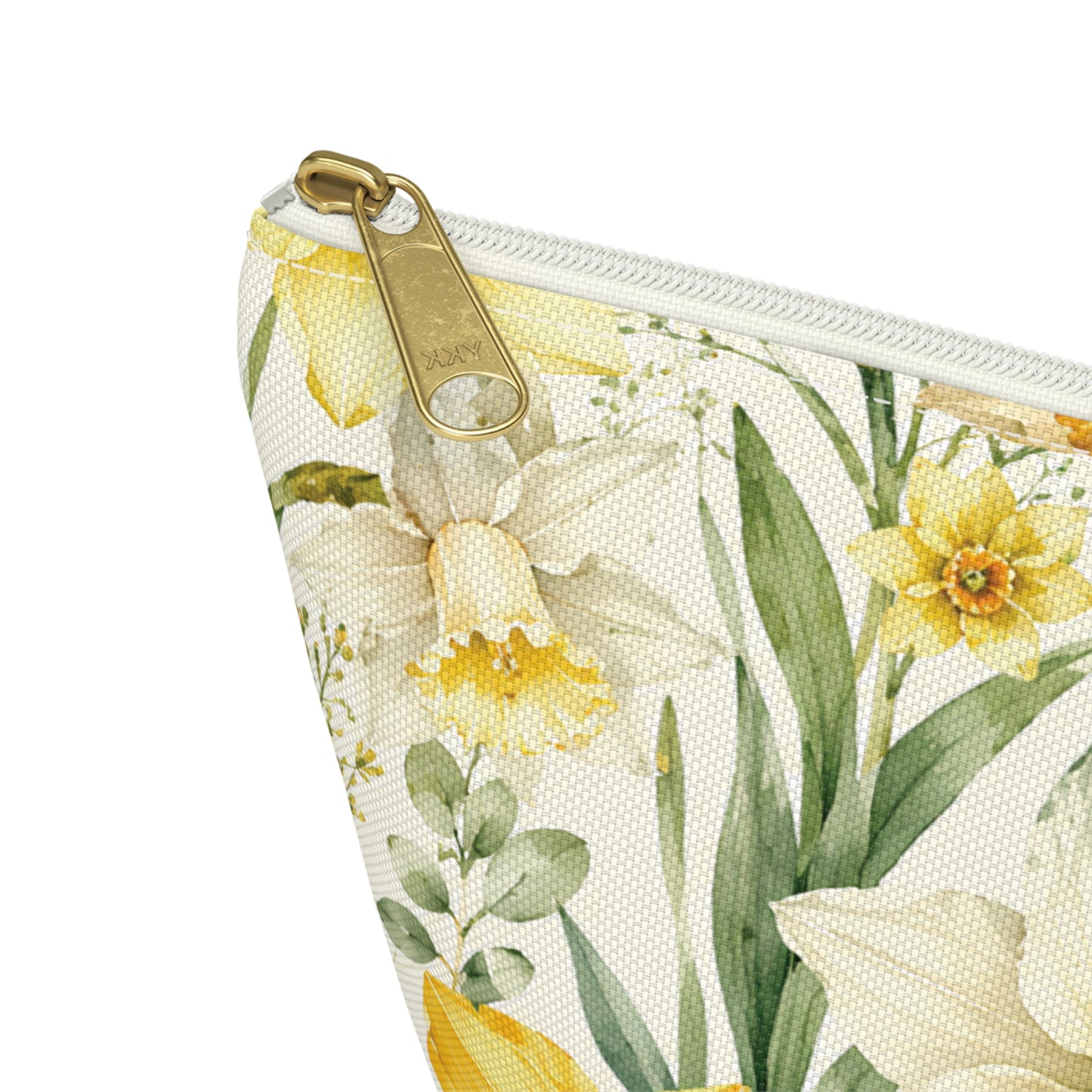 Daffodil Floral T-Bottom Accessory Pouch — Spring Makeup & Travel Organizer