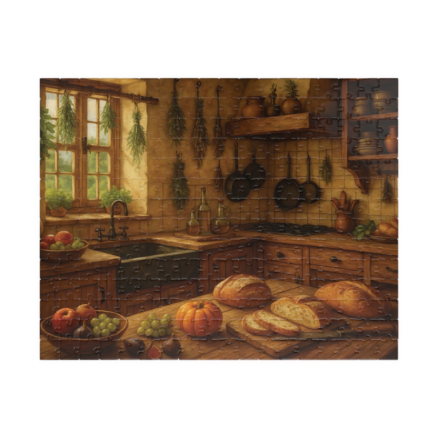 Cozy Rustic Kitchen Jigsaw Puzzle – Autumn Harvest Scene