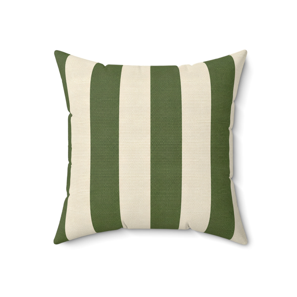 Green and Cream Striped Square Pillow