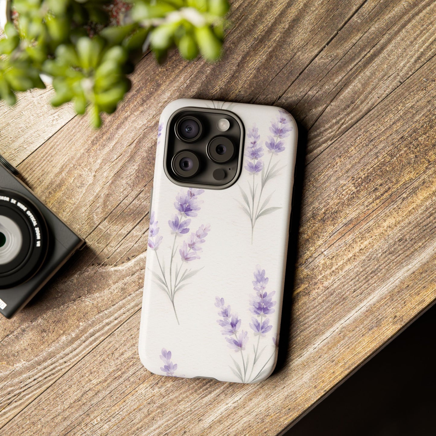 Lavender Floral Phone Case — Protective Tough Case with Purple Botanical Print