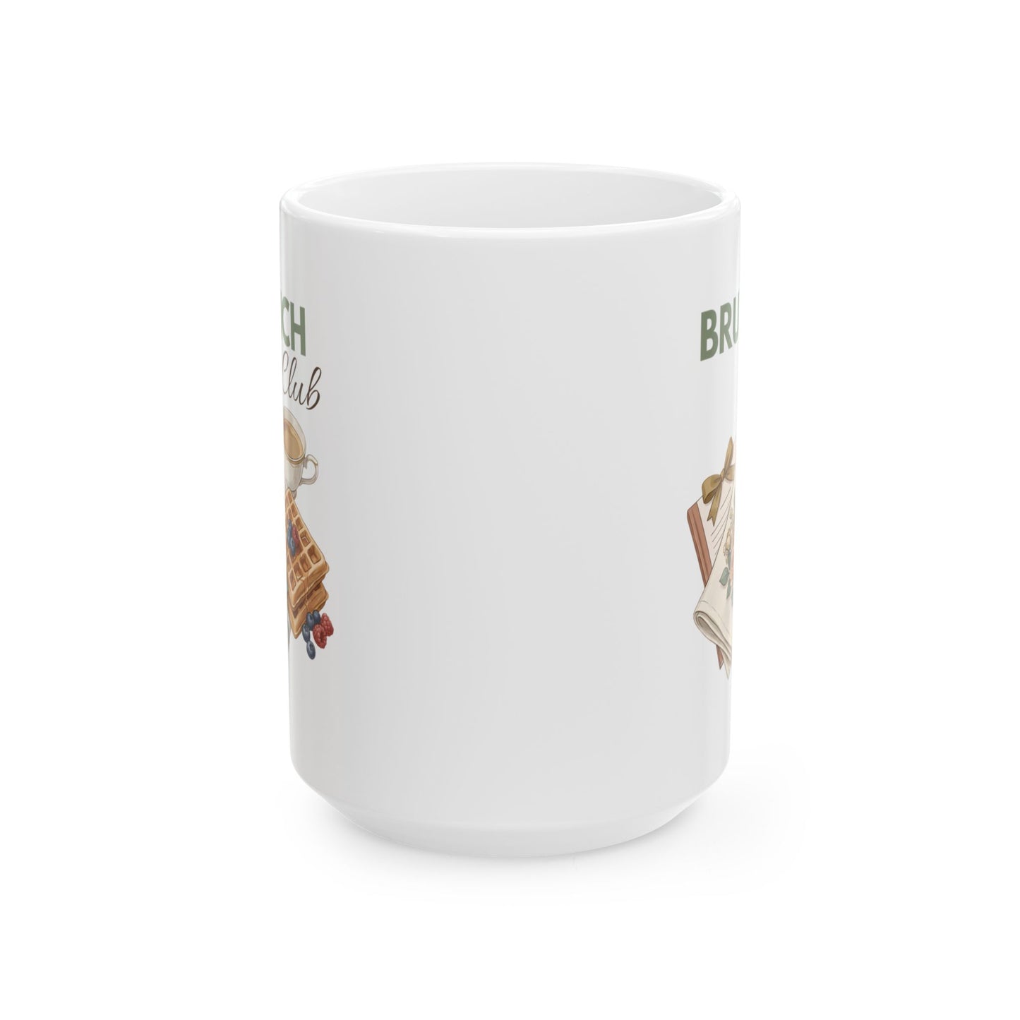 Brunch Club Ceramic Coffee Mug – Brunch Lover Coffee Cup – Waffles & Coffee Mug – Cozy Kitchen Gift – 11oz & 15oz