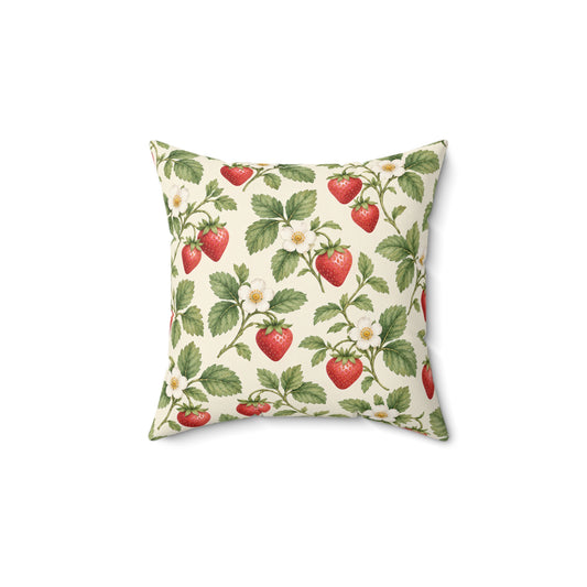 Strawberry Botanical Square Pillow
