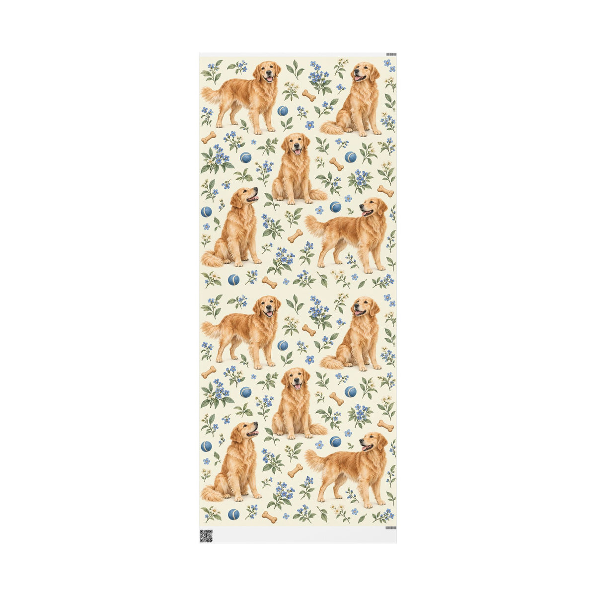 Dog Floral Wrapping Paper — Golden Retriever Gift Wrap (Floral Pattern)