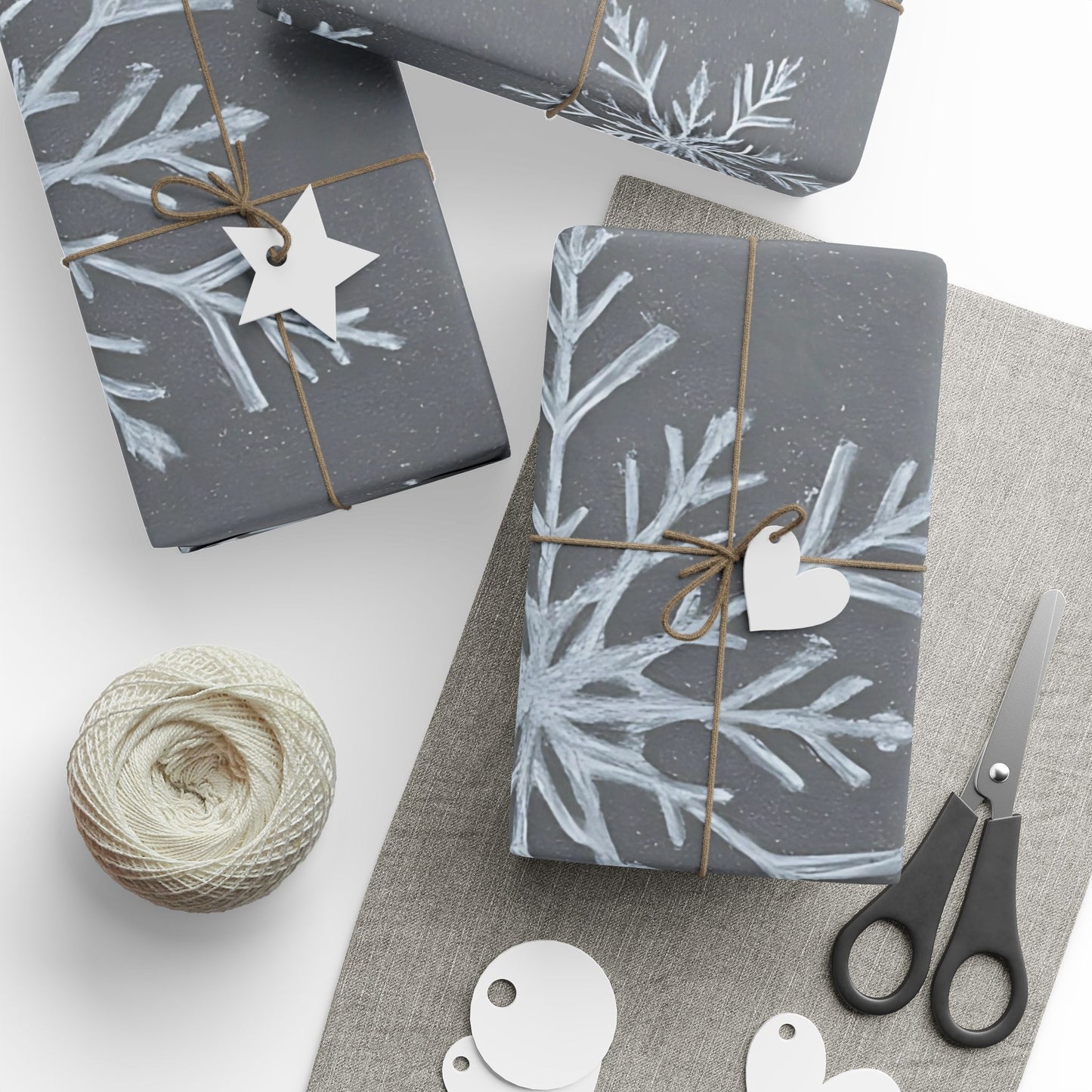 Gray Snowflake Wrapping Paper – Elegant Winter Holiday Gift Wrap