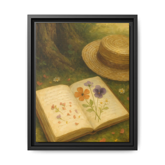 Pressed Flowers in the Shade – Framed Matte Canvas Nature Scene