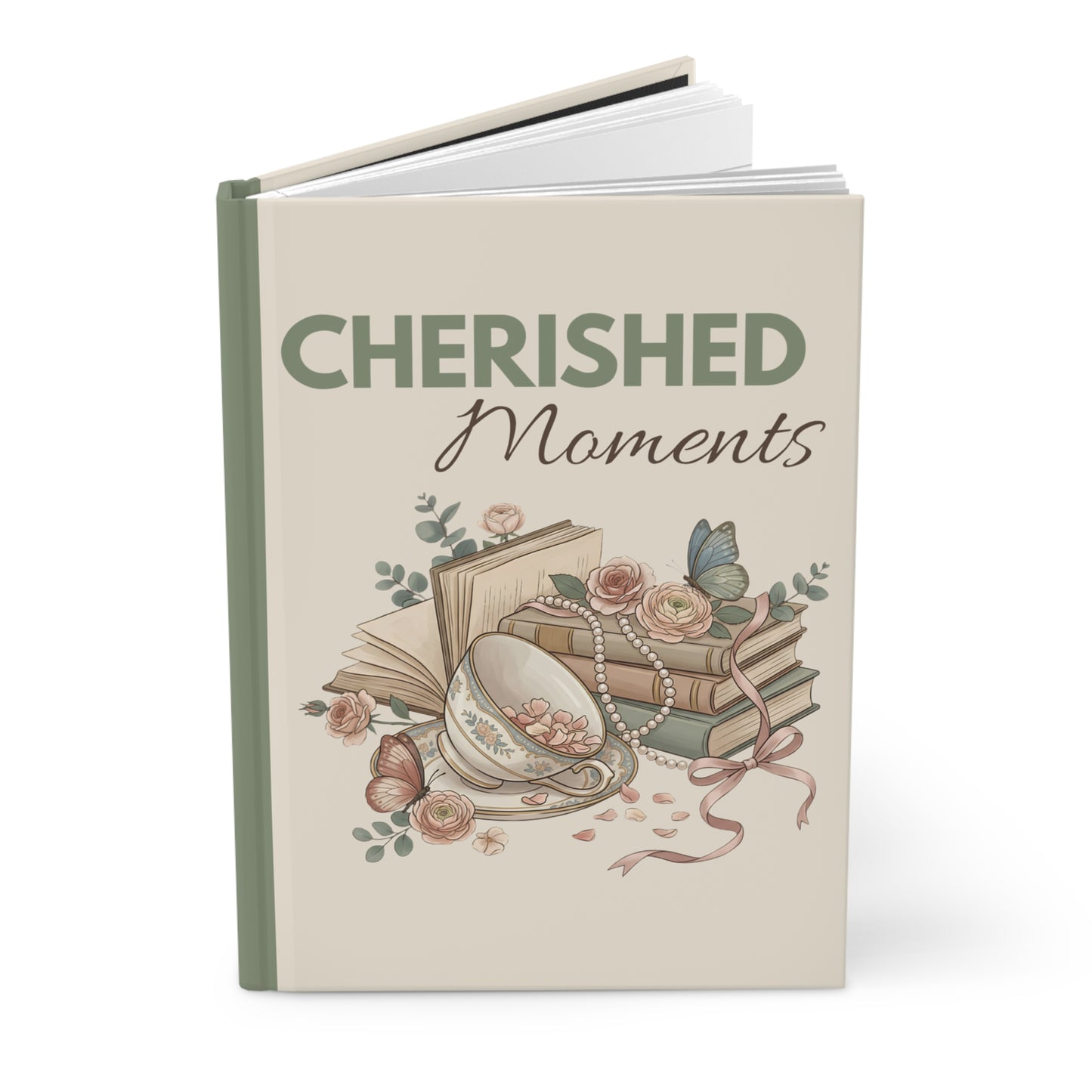 Cherished Moments Hardcover Journal — Vintage Floral Keepsake Notebook