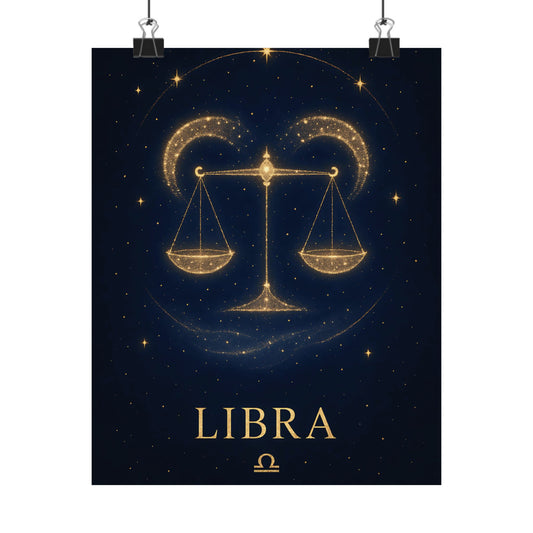 Libra Zodiac Constellation Matte Poster – Golden Scales Astrology Wall Art Print (Multiple Sizes)