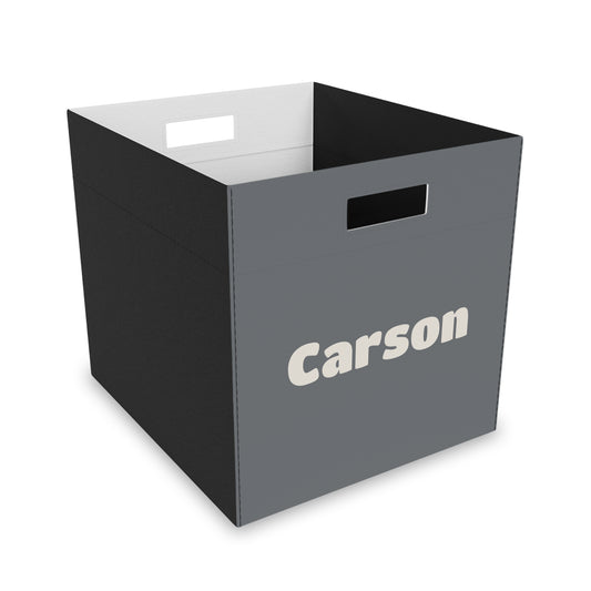 Personalized Felt Storage Box – Custom Name Gray Cube Organizer
