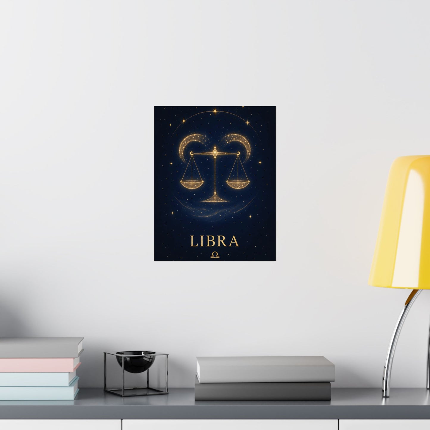 Libra Zodiac Constellation Matte Poster – Golden Scales Astrology Wall Art Print (Multiple Sizes)