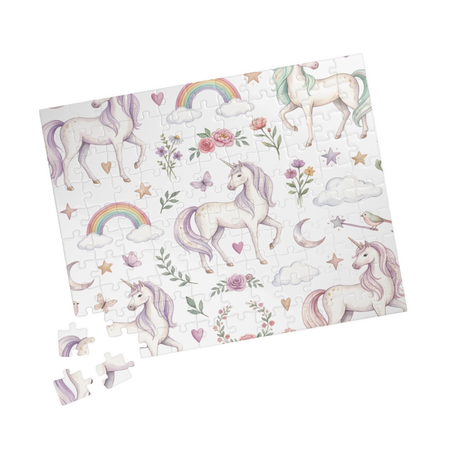 Unicorn Dreams Jigsaw Puzzle — Pastel Rainbow & Floral 110–1014 Piece
