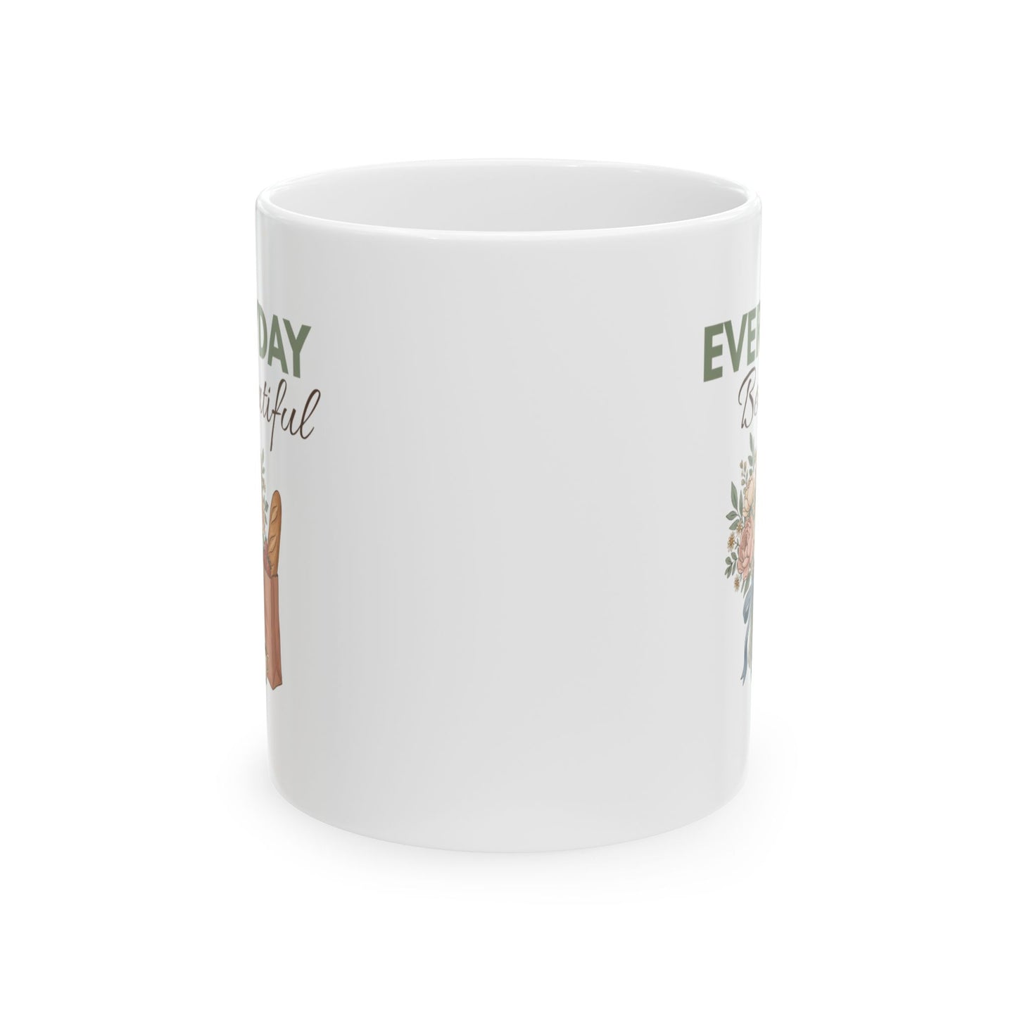 Everyday Beautiful Ceramic Mug – Floral Tote Illustration (11oz, 15oz)