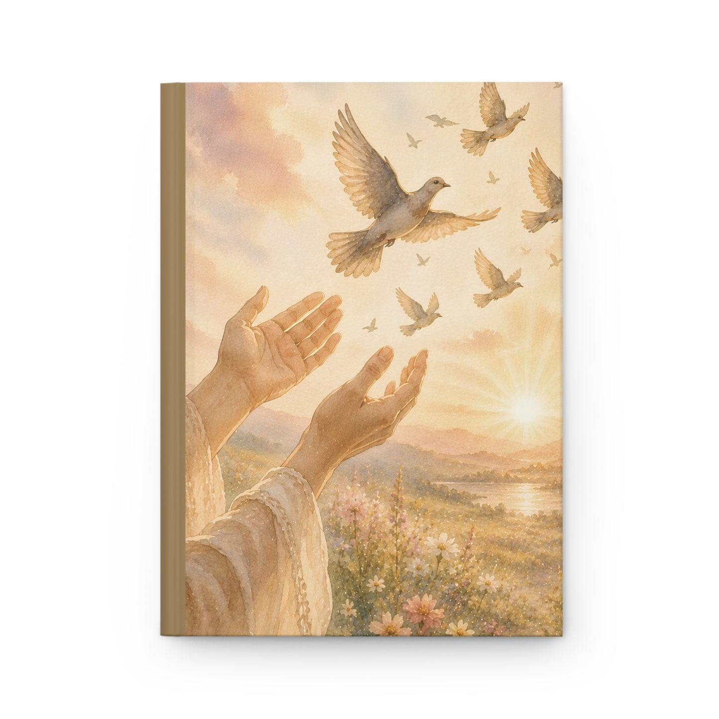 Hardcover Journal — Prayerful Sunrise with Doves Inspirational Journal