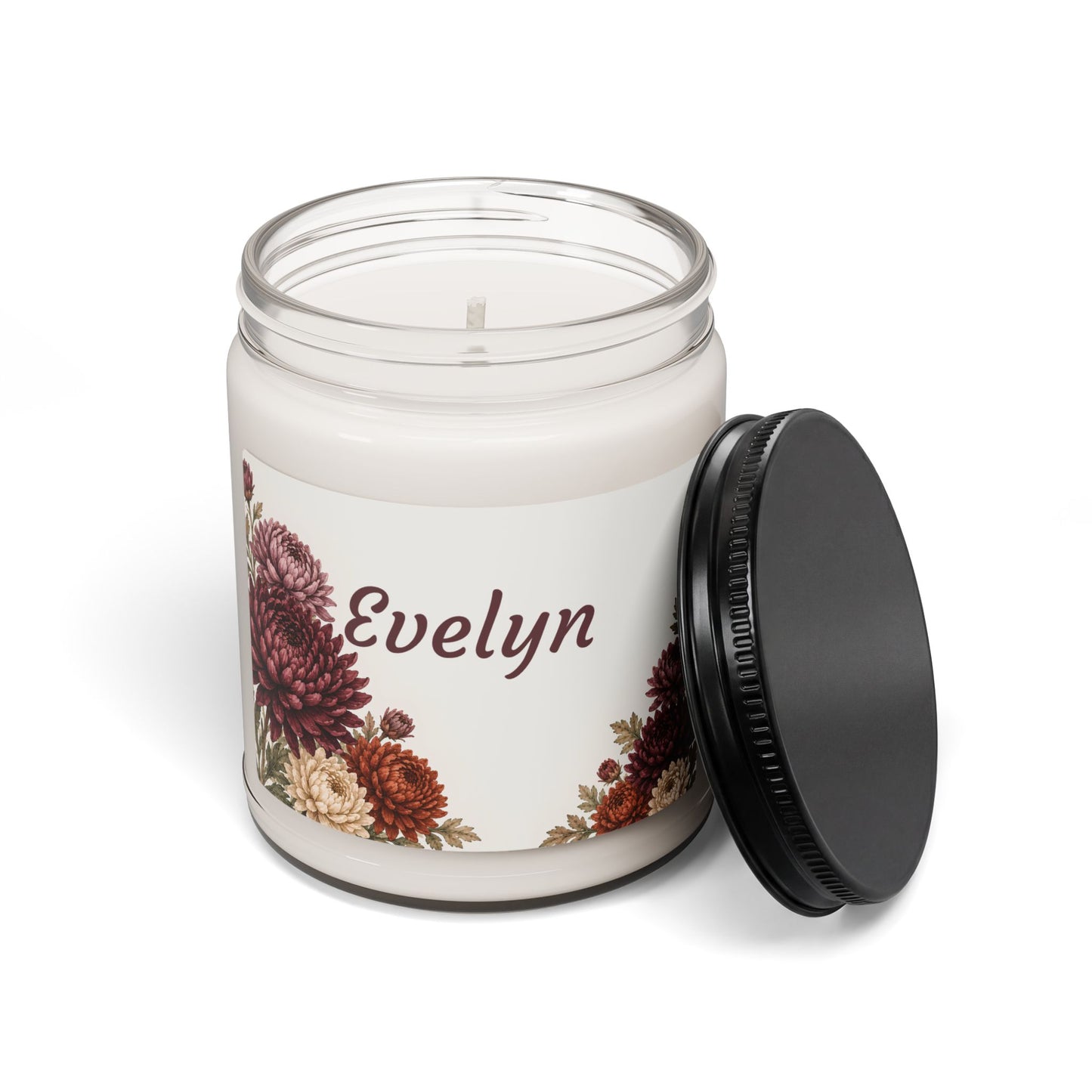 Personalized Floral Candle — 'Evelyn' 9oz Scented Soy Jar