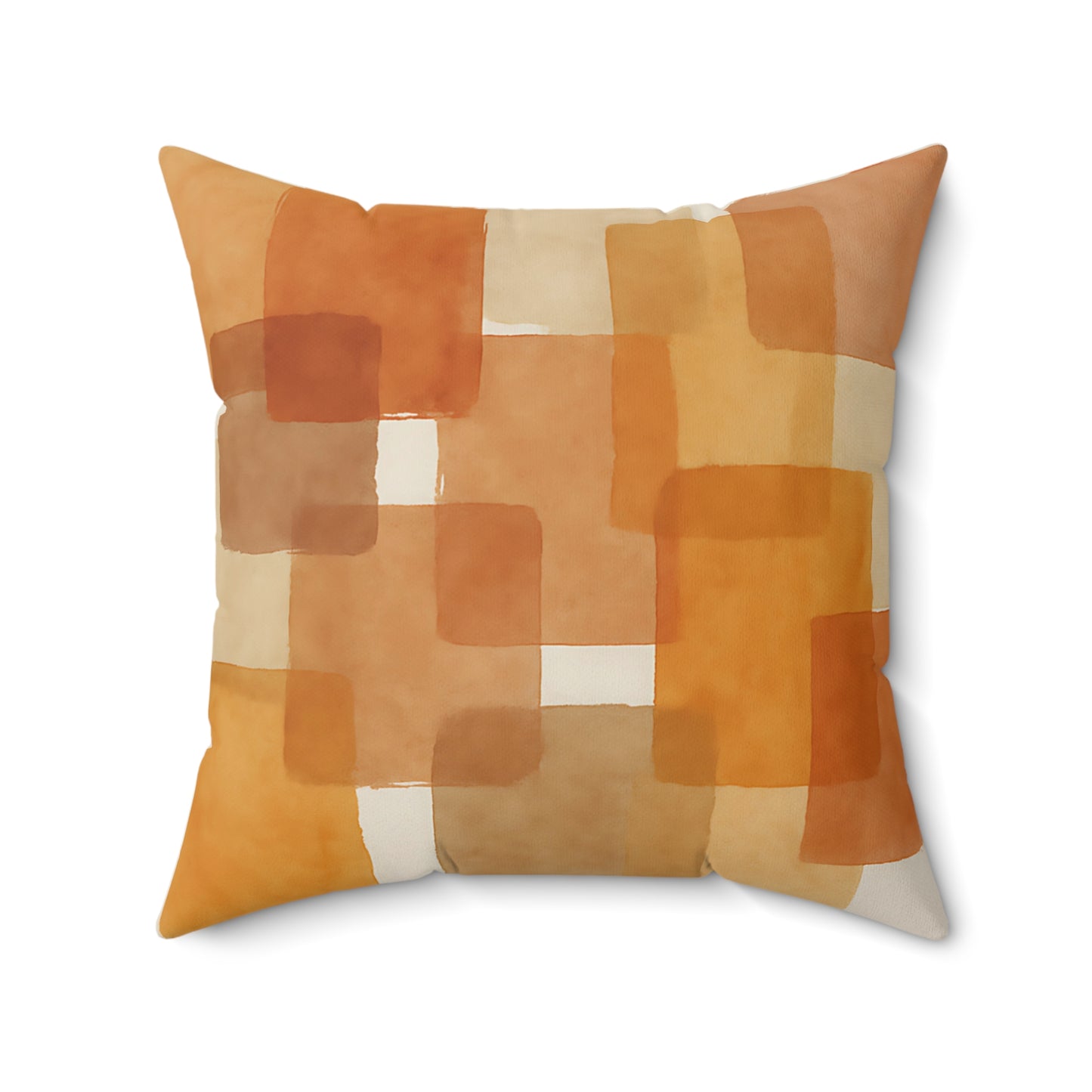 Terracotta Abstract Squares Throw Pillow – Earthy Modern Accent Cushion