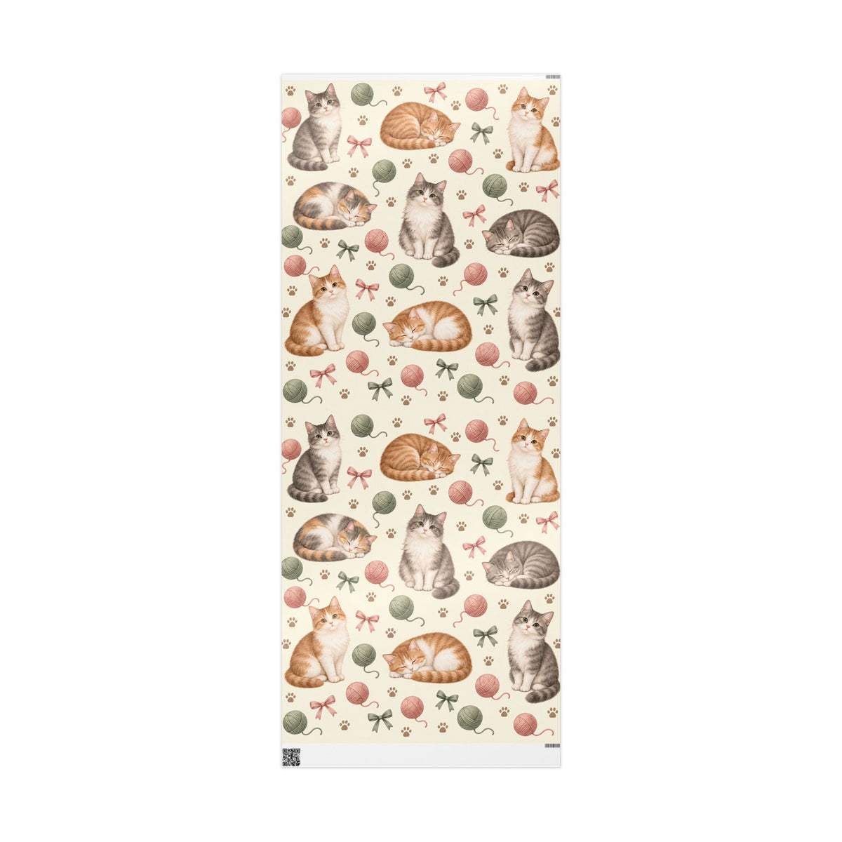 Cat & Yarn Pattern Wrapping Paper Roll — Cute Kitty Gift Wrap for Pet Lovers