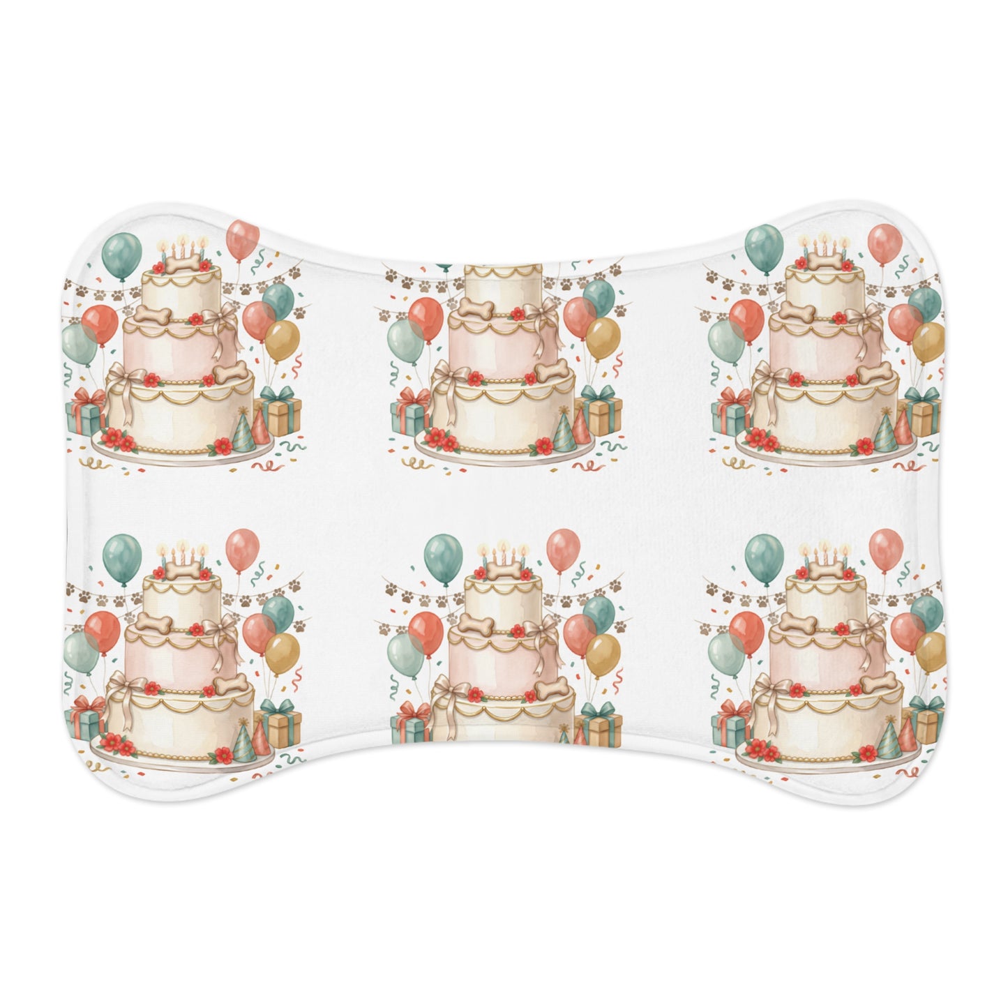 Birthday Cake Pet Feeding Mat — Festive Non-Slip Placemat for Dogs