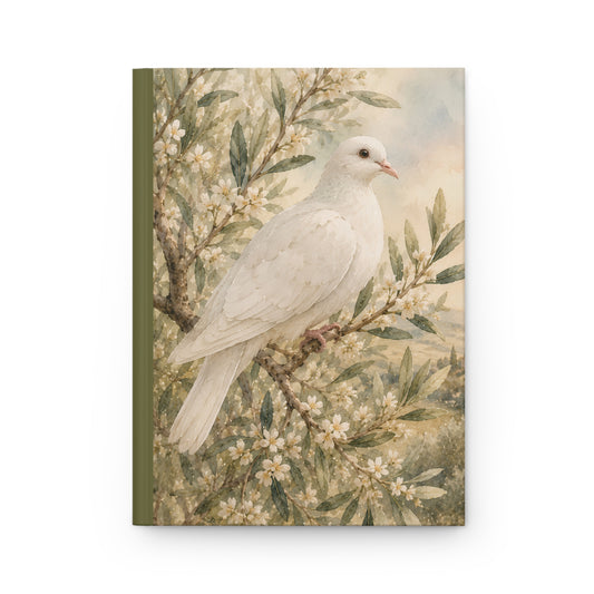 White Dove Hardcover Journal — Vintage Floral Peace Notebook