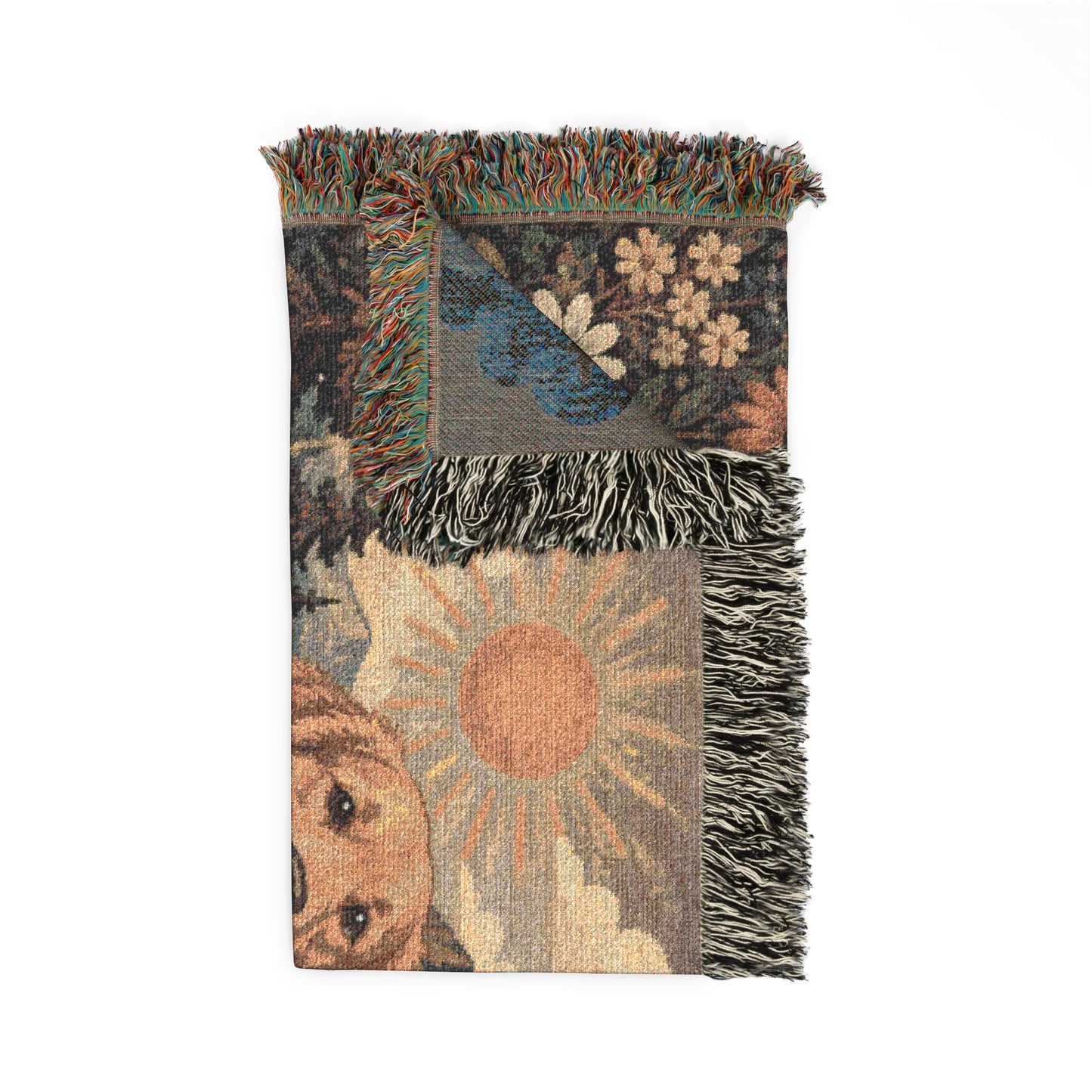 Golden Retriever Cabin Woven Blanket — Rustic Mountain Dog Throw