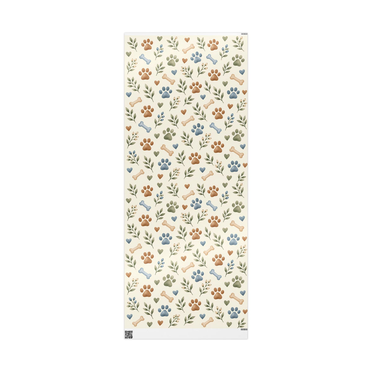 Paw Print Floral Wrapping Paper Roll — Cottage Garden Blooms