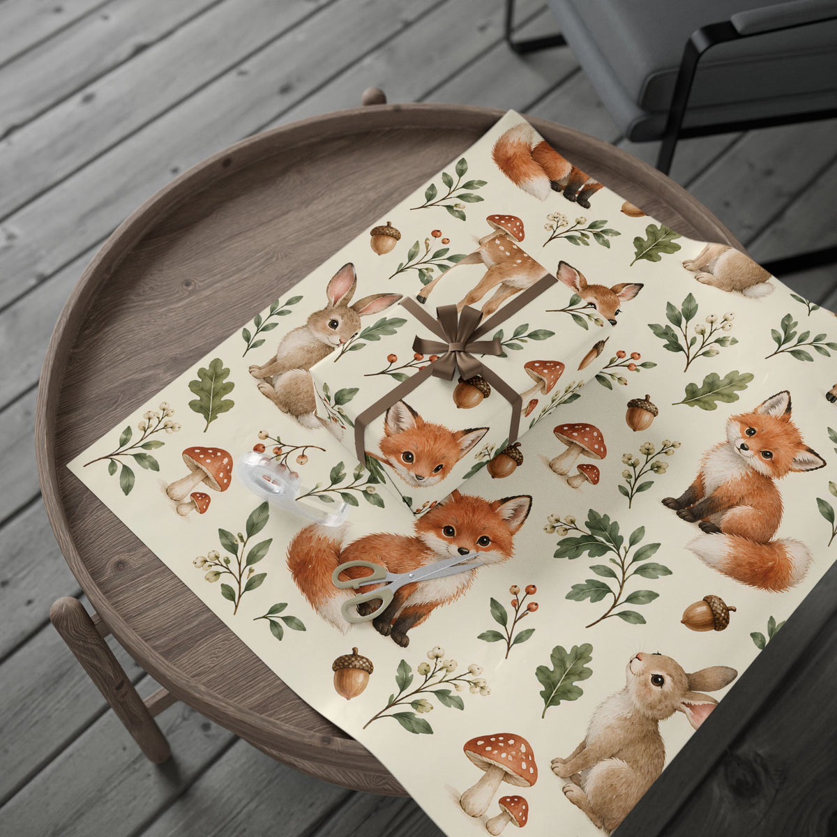 Fox & Foliage Wrapping Paper Roll — Autumn Woodland Gift Wrap