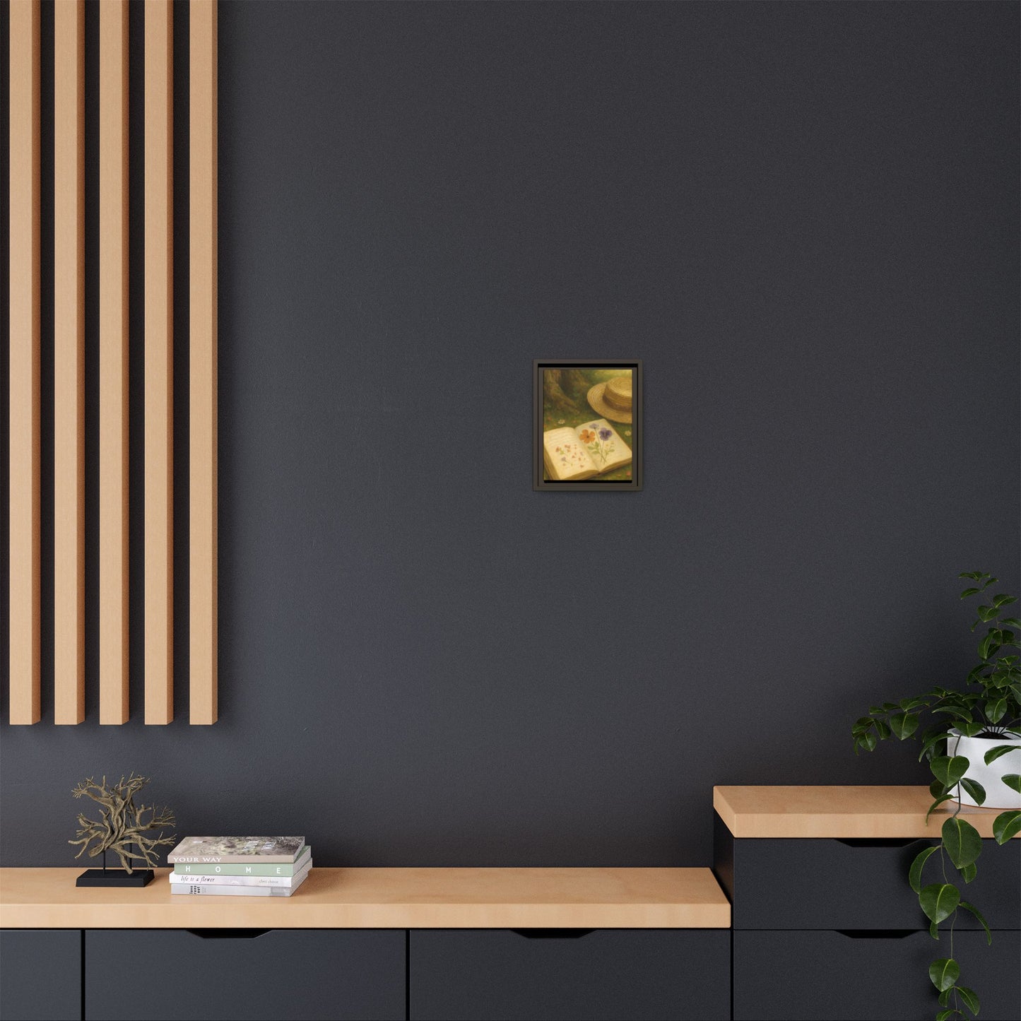 Pressed Flowers in the Shade – Framed Matte Canvas Nature Scene