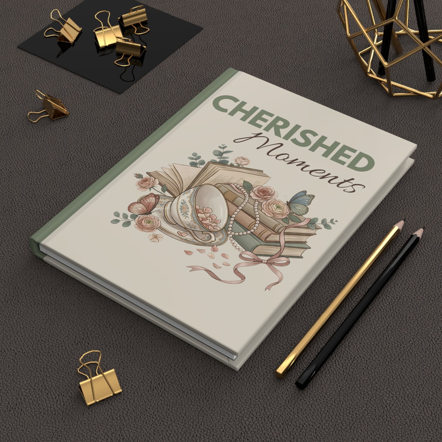 Cherished Moments Hardcover Journal — Vintage Floral Keepsake Notebook