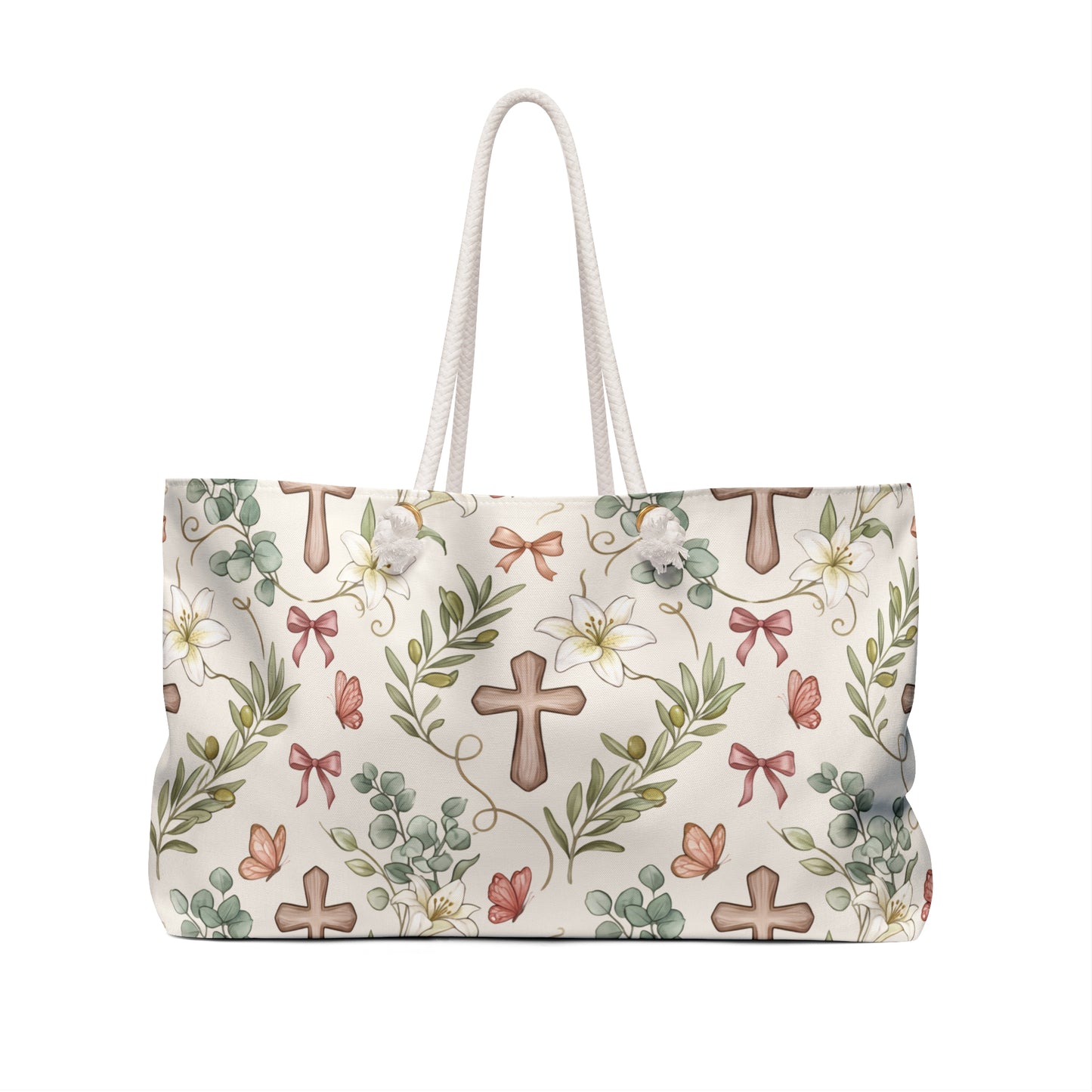 Floral Cross Weekender Bag – Christian Inspirational Travel Tote