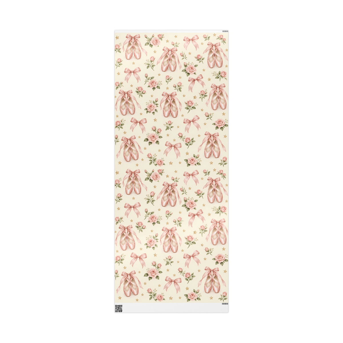 Vintage Ballet Floral Wrapping Paper Roll — Pink Shoes & Roses Gift Wrap