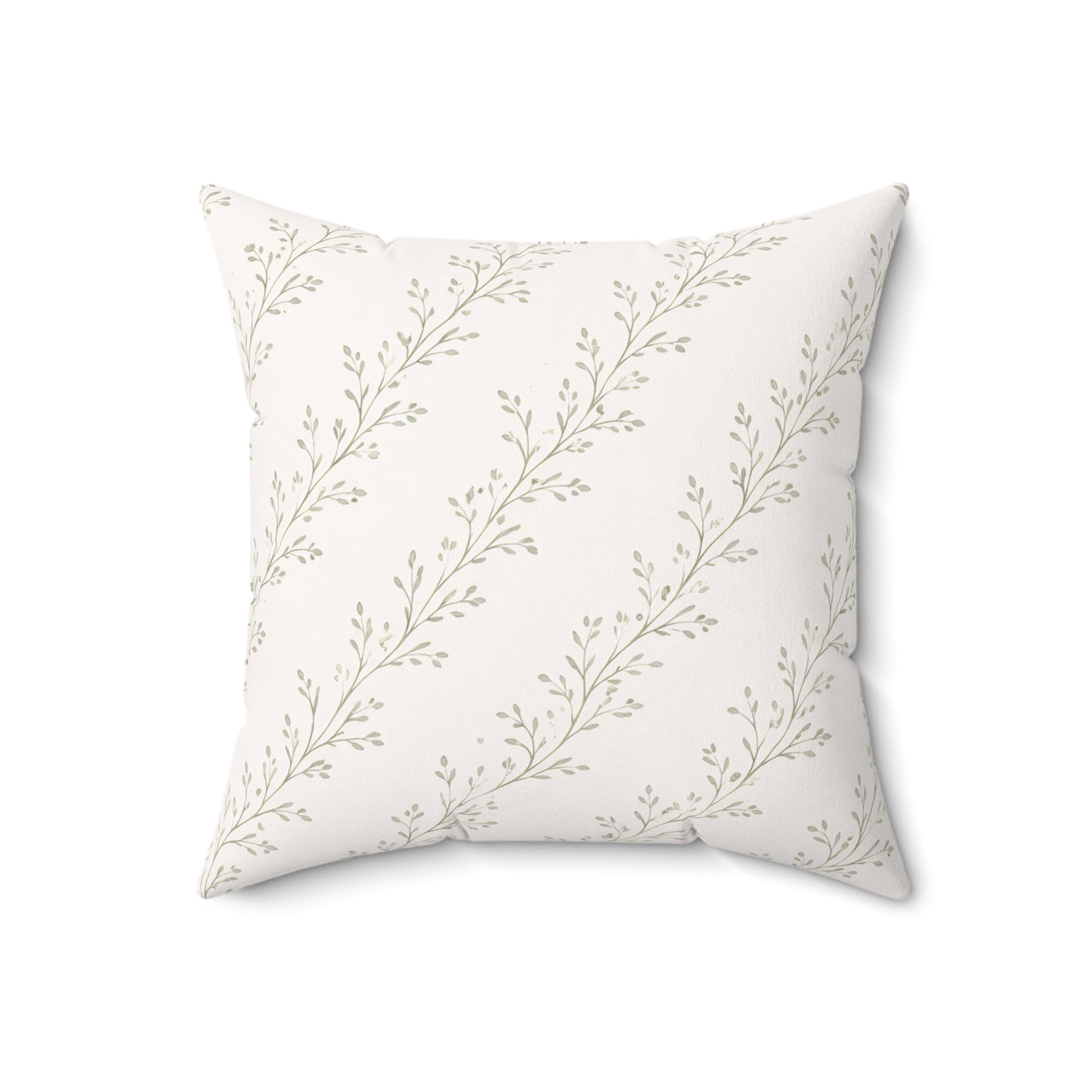 Botanical Vine Pattern Square Pillow — Neutral Minimalist Throw Cushion
