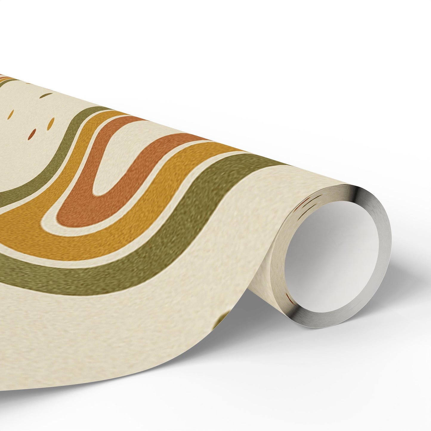 Boho Rainbow Wrapping Paper – Earth Tone Arches & Dots on Neutral Background