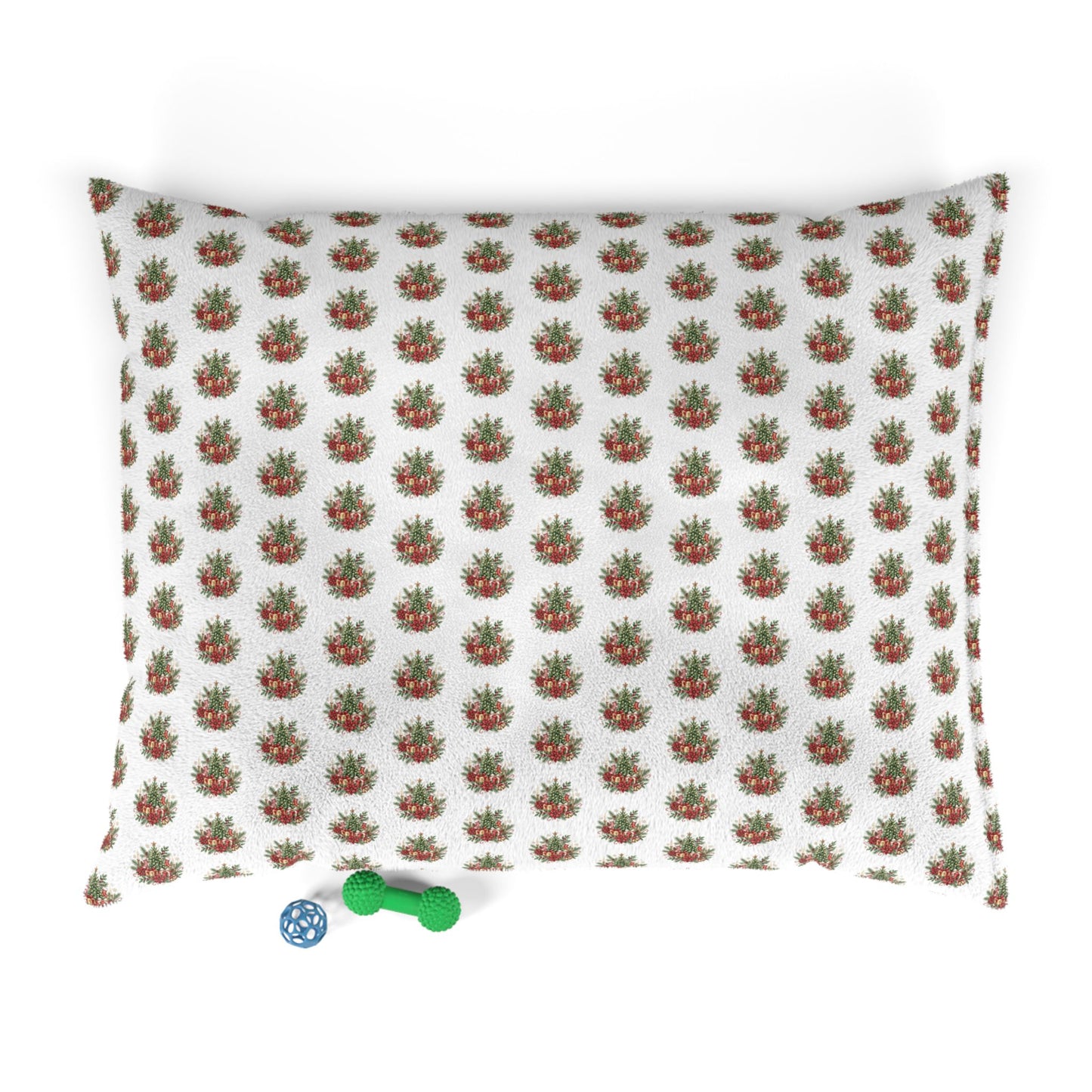 Holiday Floral Pet Bed — Christmas Tree & Poinsettia Print