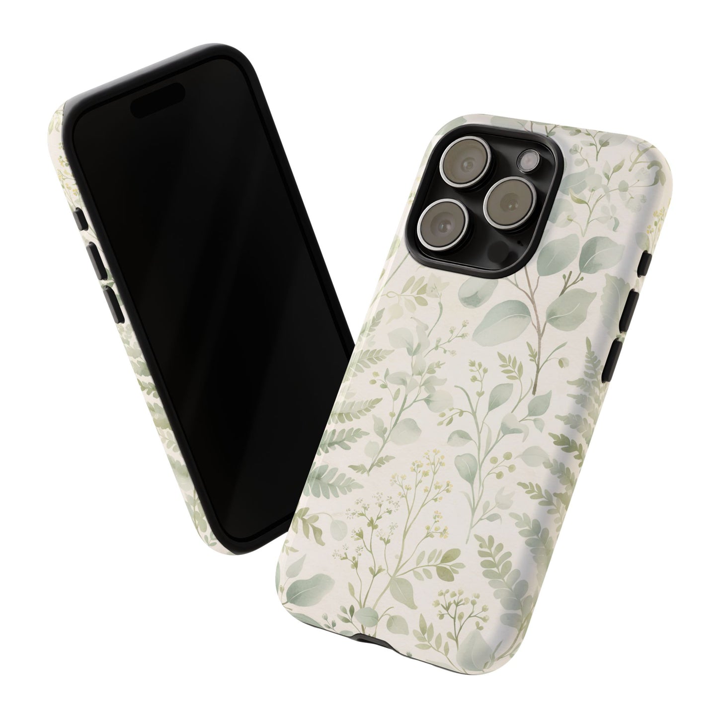Floral Fern Tough Phone Case — Soft Green Botanical iPhone Cover