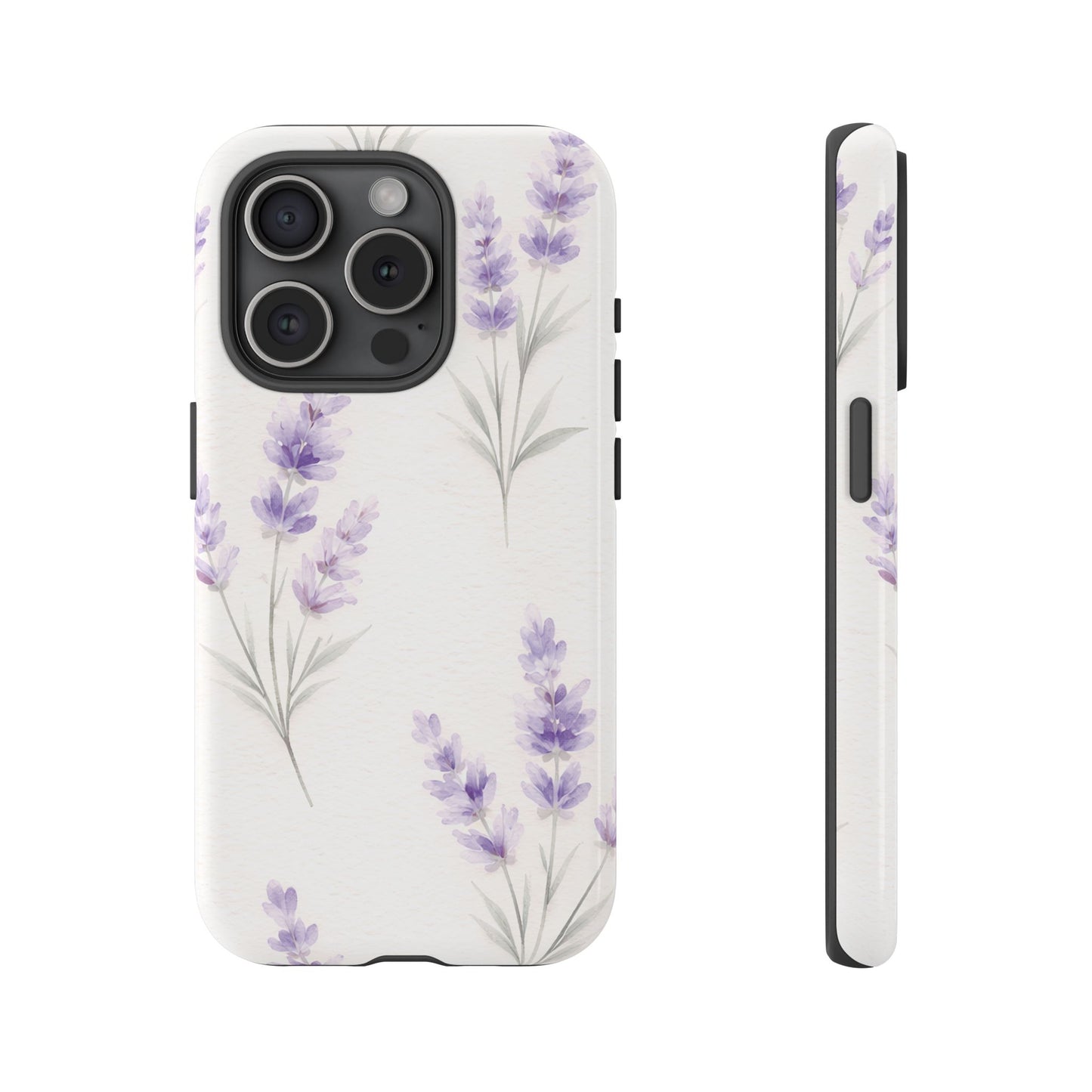 Lavender Floral Phone Case — Protective Tough Case with Purple Botanical Print