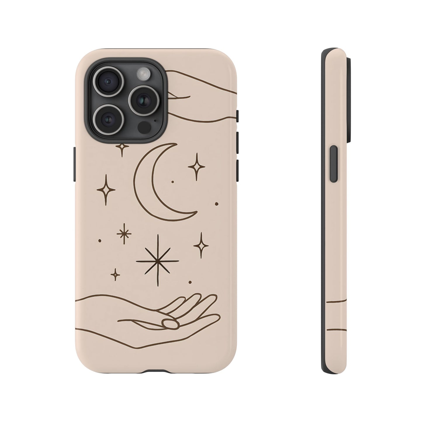 Mystic Minimalist Hands & Moon Phone Case – Celestial Line Art Design