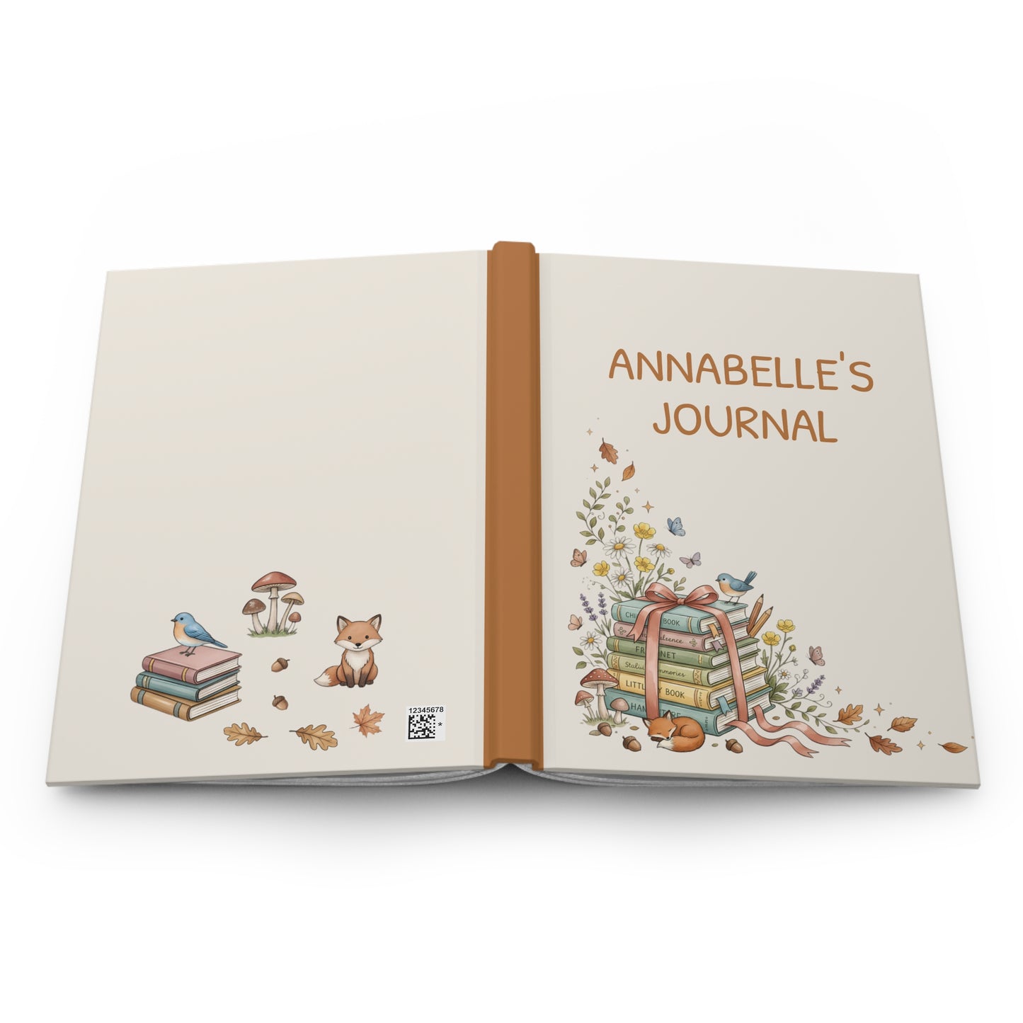 Personalized Hardcover Journal — Cozy Autumn Fox & Books Notebook (Annabelle's Journal)