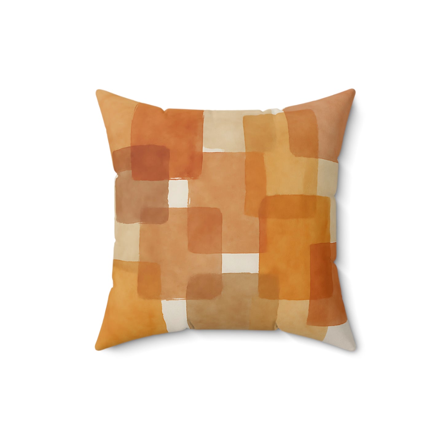 Terracotta Abstract Squares Throw Pillow – Earthy Modern Accent Cushion