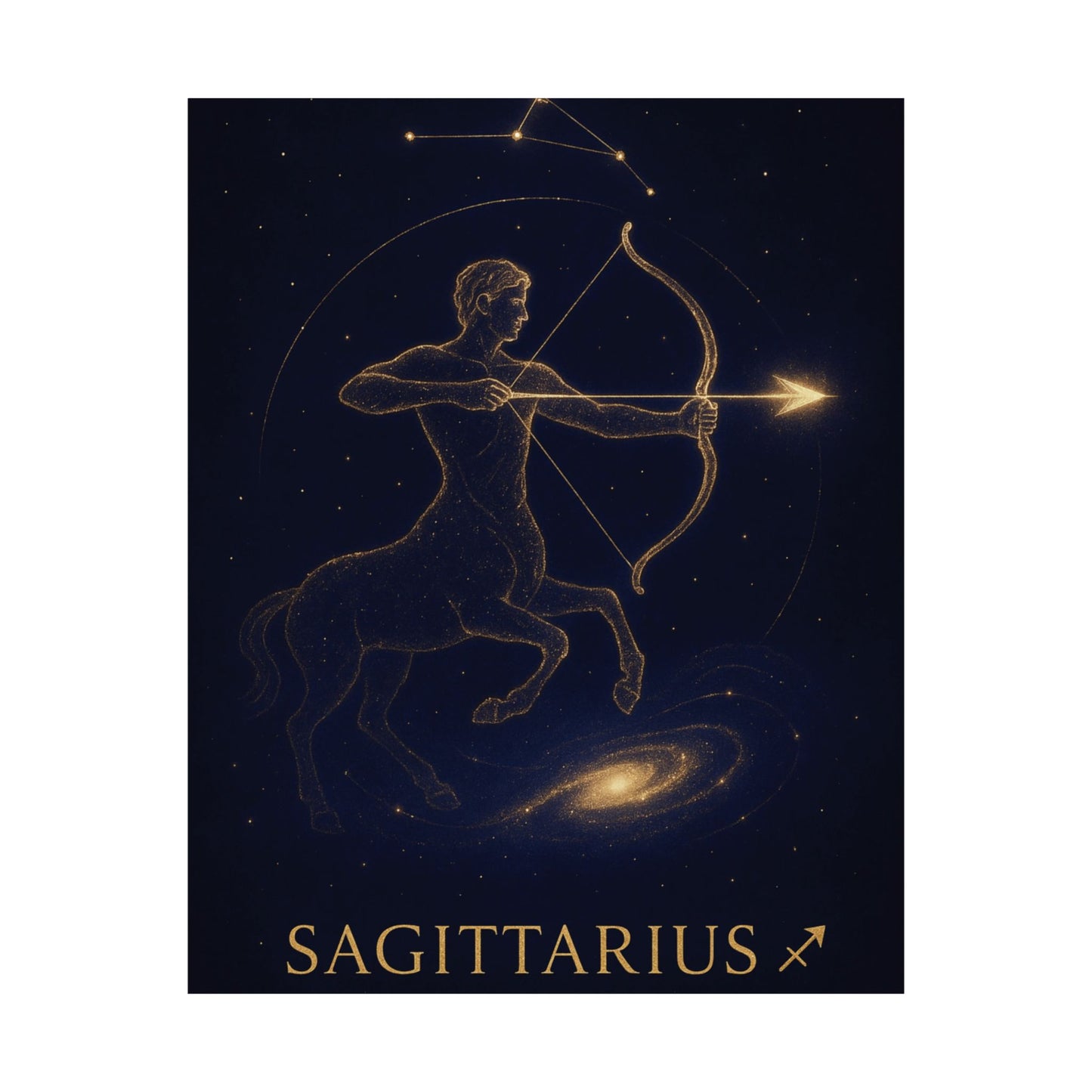 Sagittarius Zodiac Constellation Matte Poster – Golden Archer Astrology Wall Art Print (Multiple Sizes)