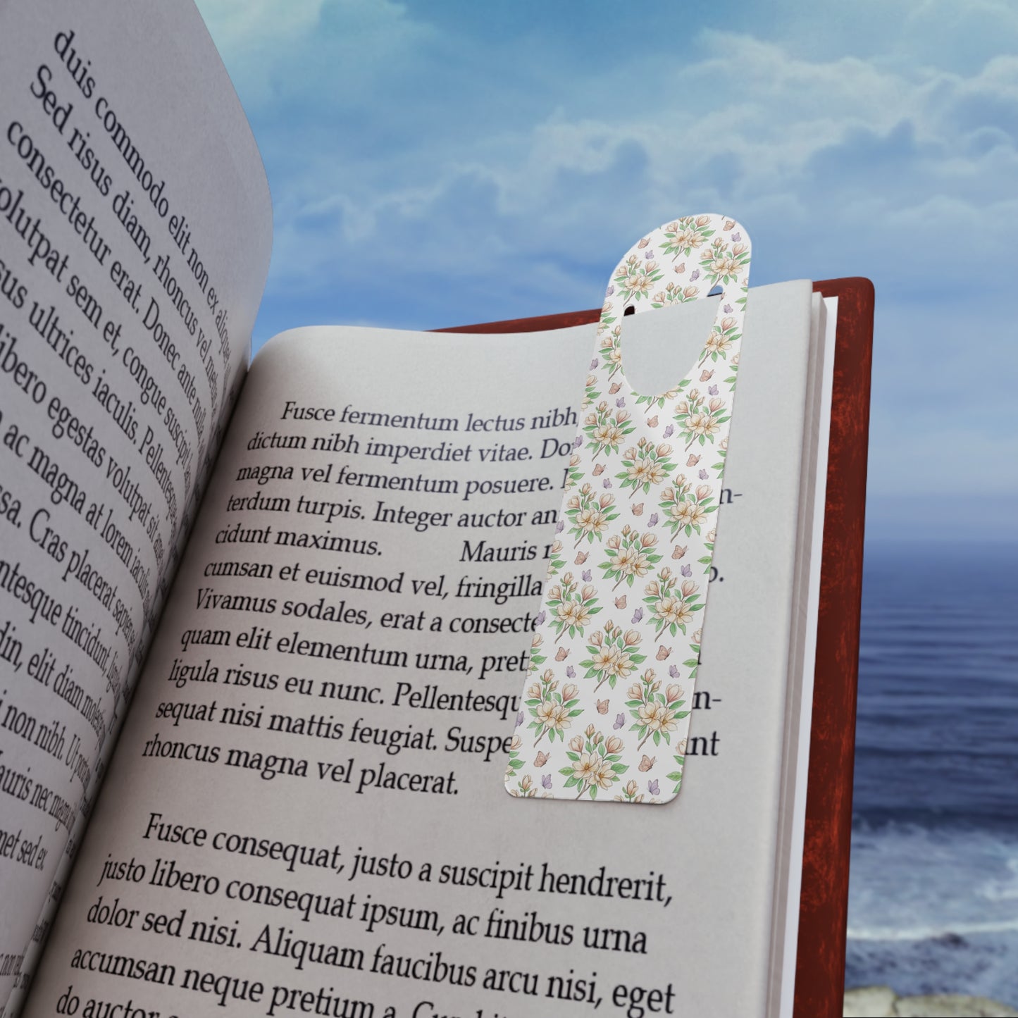 Floral Succulent Metal Bookmark — Pastel Green Botanical Page Marker