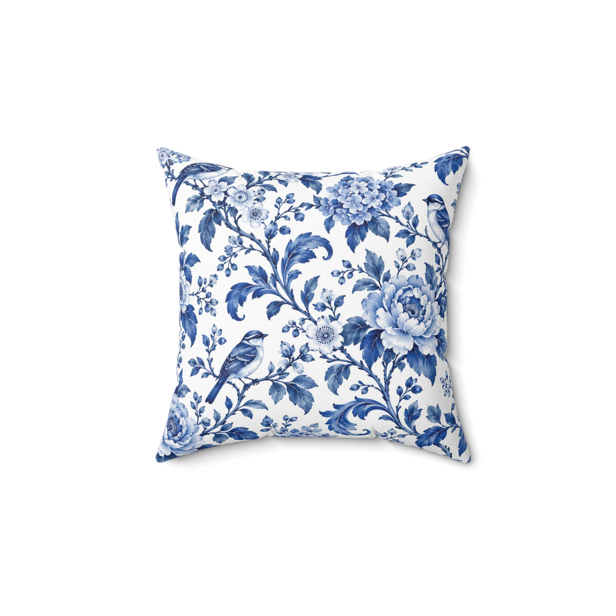 Blue Floral Toile Decorative Pillow