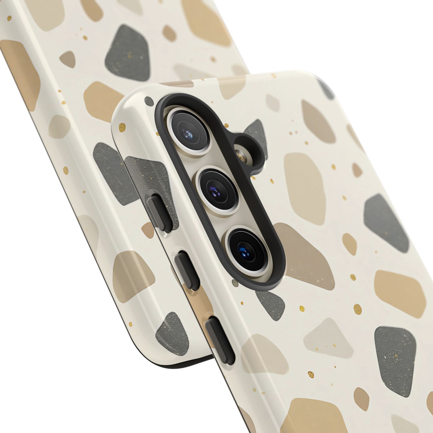 Neutral Terrazzo Pattern iPhone Case – Earthy Stone-Inspired Protective Cover