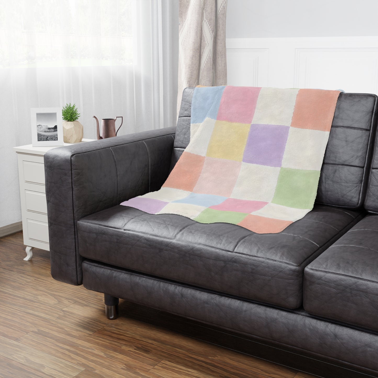 Pastel Checkered Minky Blanket — Soft Plush Throw for Nursery, Kids & Cozy Home