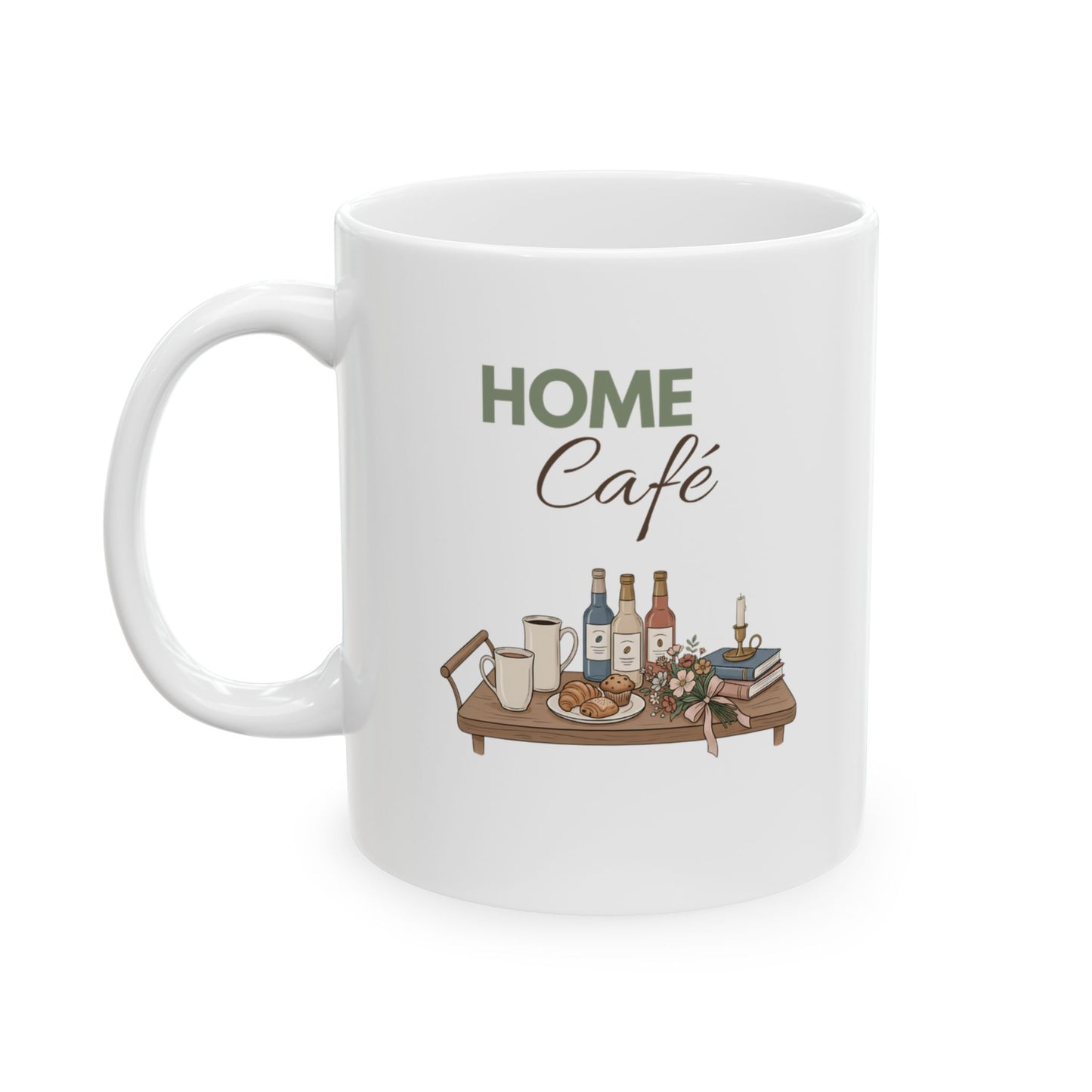 Home Café Ceramic Coffee Mug – Cozy Coffee Bar Mug – Coffee Lover Gift – Kitchen Coffee Cup – 11oz & 15oz