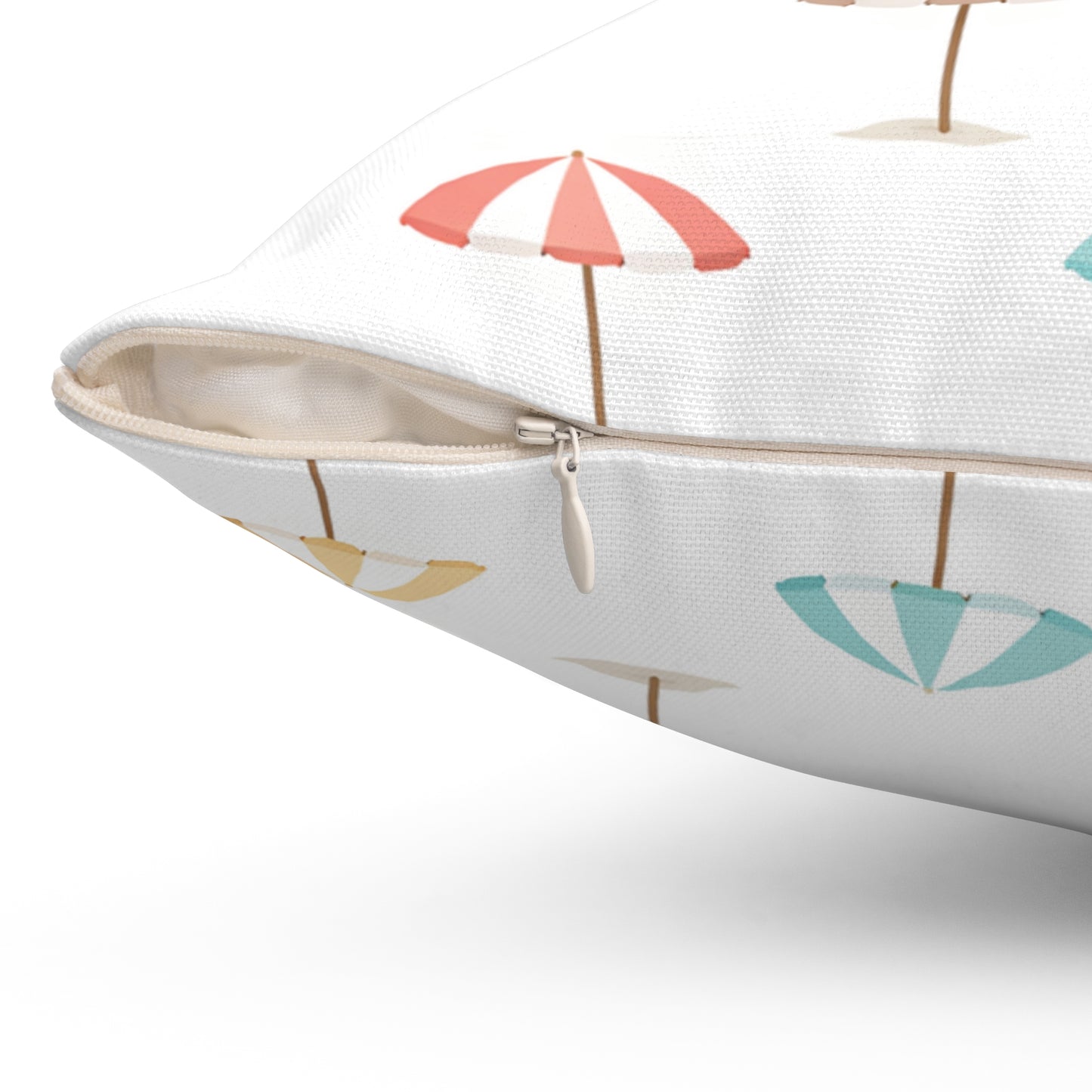 Beach Umbrella Pattern Spun Polyester Pillow — Pastel Tropical Throw Pillow