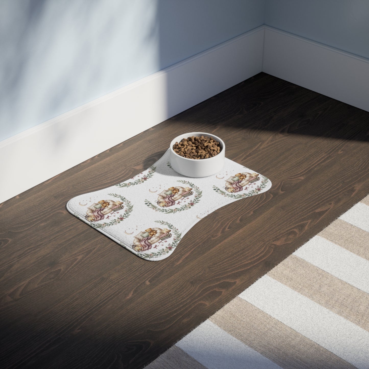 Watercolor Pet Feeding Mat — Cute Floral Placemat for Dogs