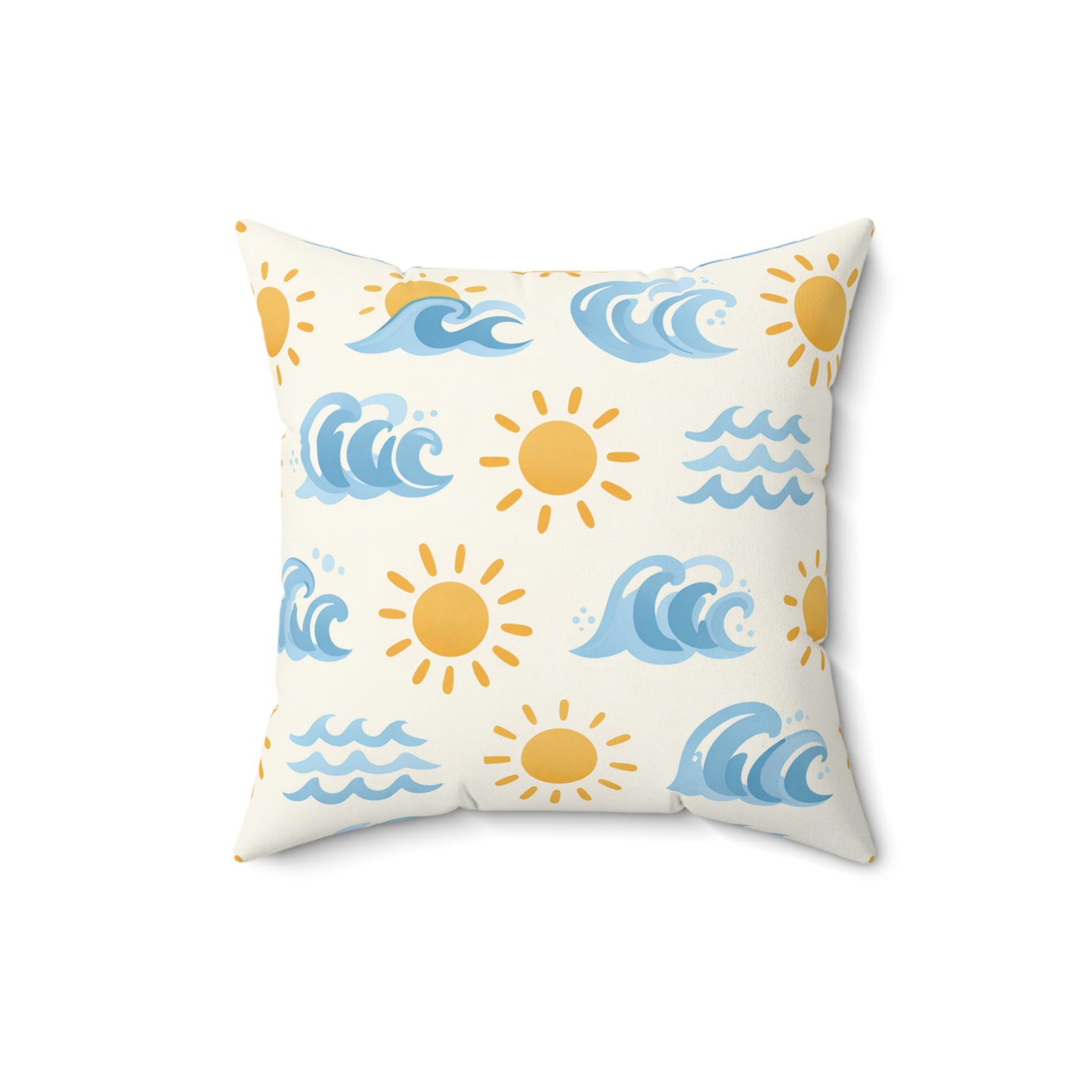 Sun & Waves Beach Pattern Square Pillow