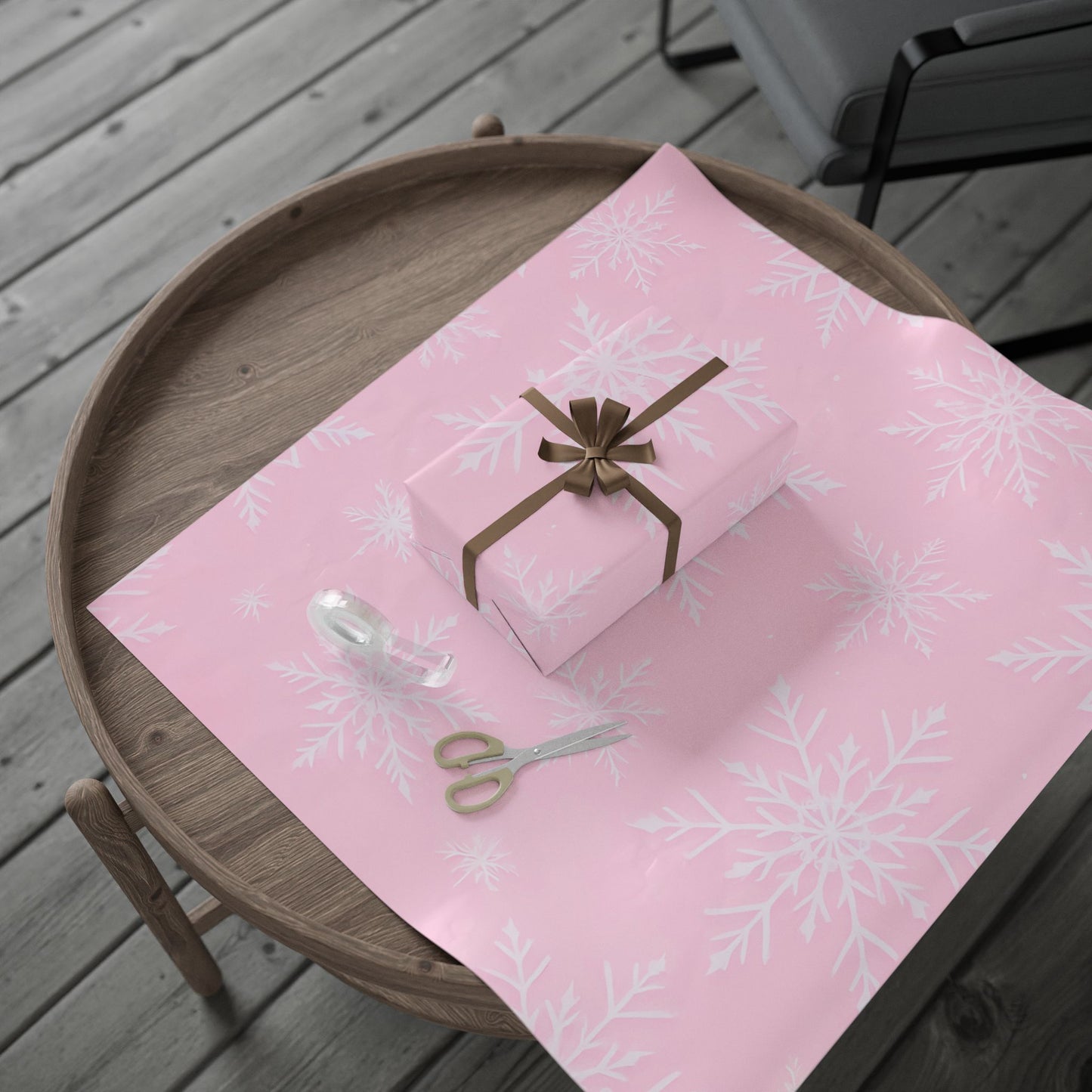Pink Snowflake Wrapping Paper – Festive & Elegant Holiday Gift Wrap