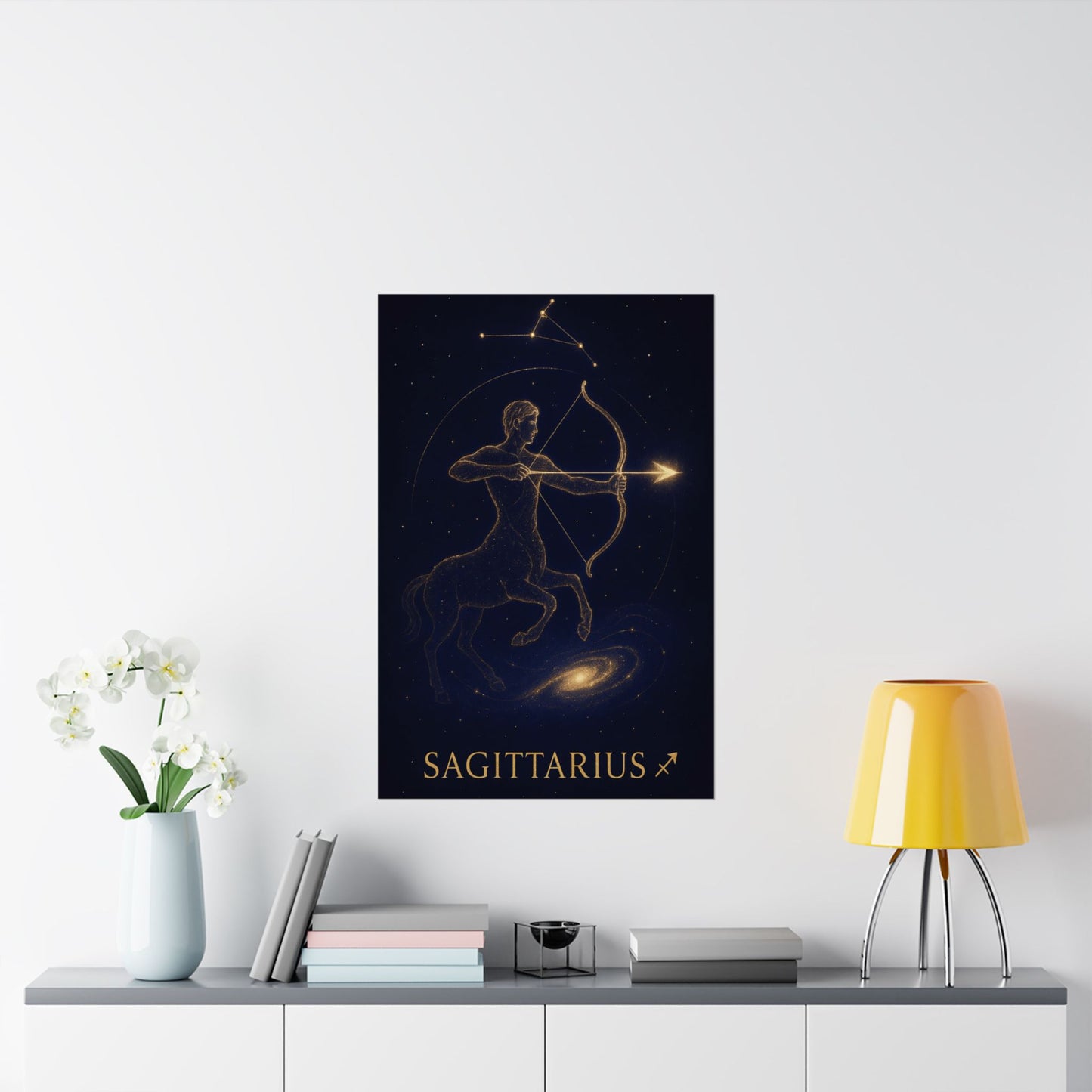 Sagittarius Zodiac Constellation Matte Poster – Golden Archer Astrology Wall Art Print (Multiple Sizes)