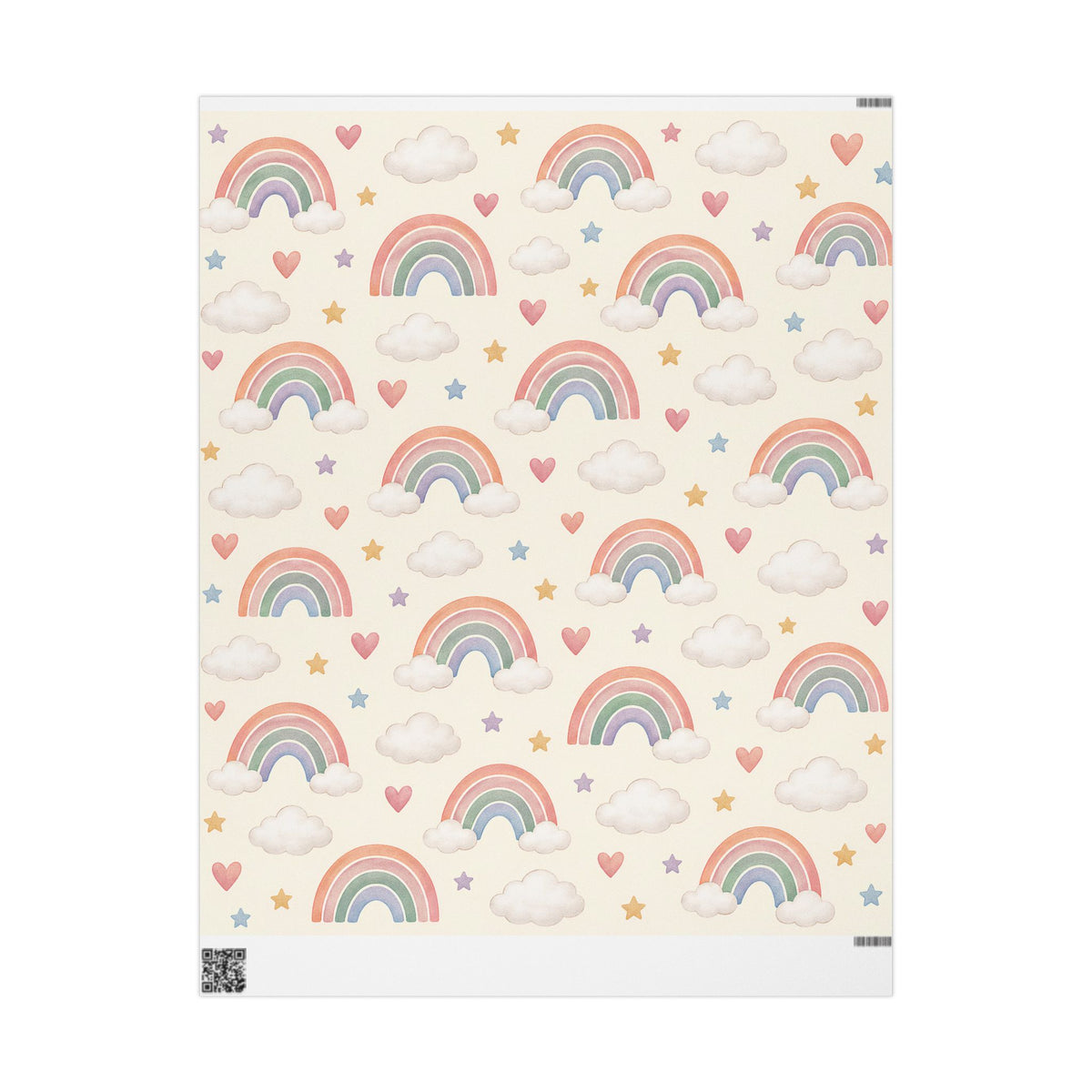 Wrapping Paper Roll — Pastel Rainbow & Cloud Gift Wrap (Neutral Baby Shower, Birthday, Nursery)